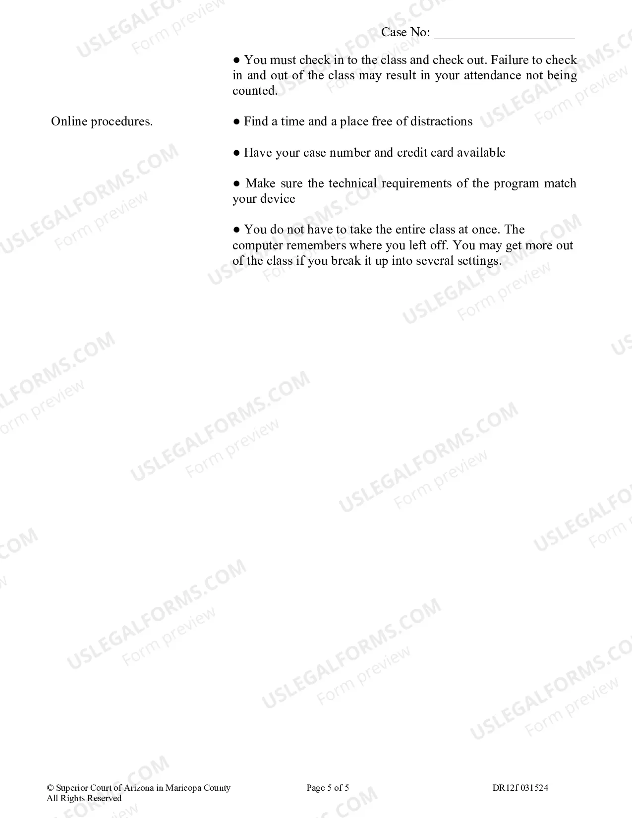 Preview Order and Notice to Attend Parent Information Program Class
