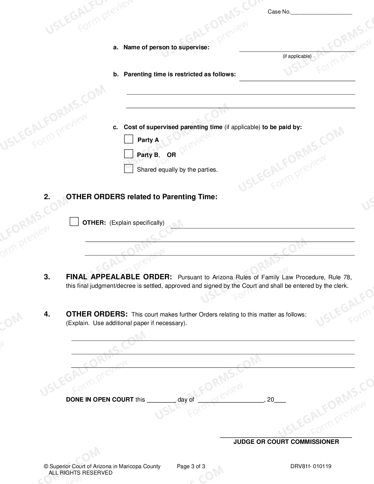 Preview Order For Parenting Time