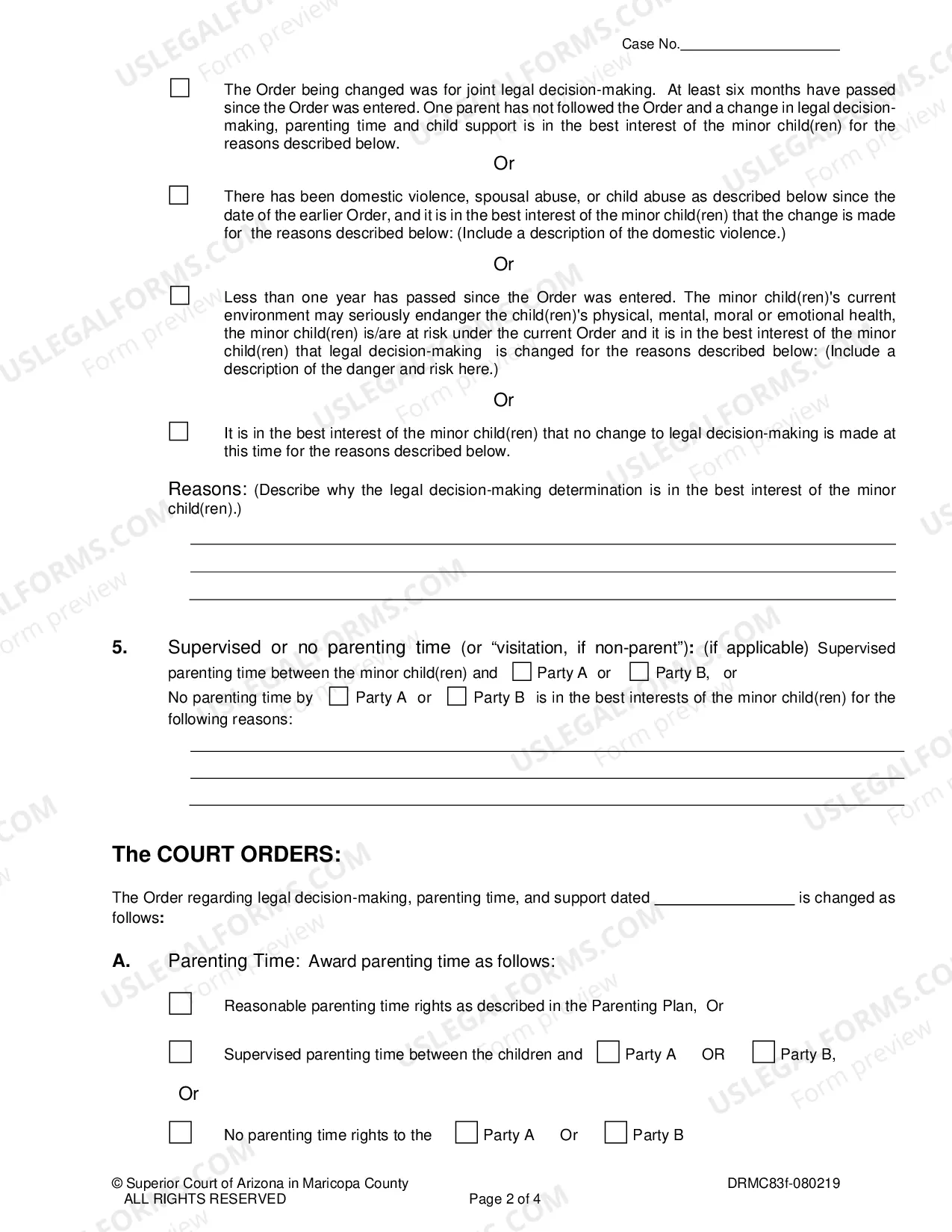 Preview Order Modifying Custody Parenting Time And Support