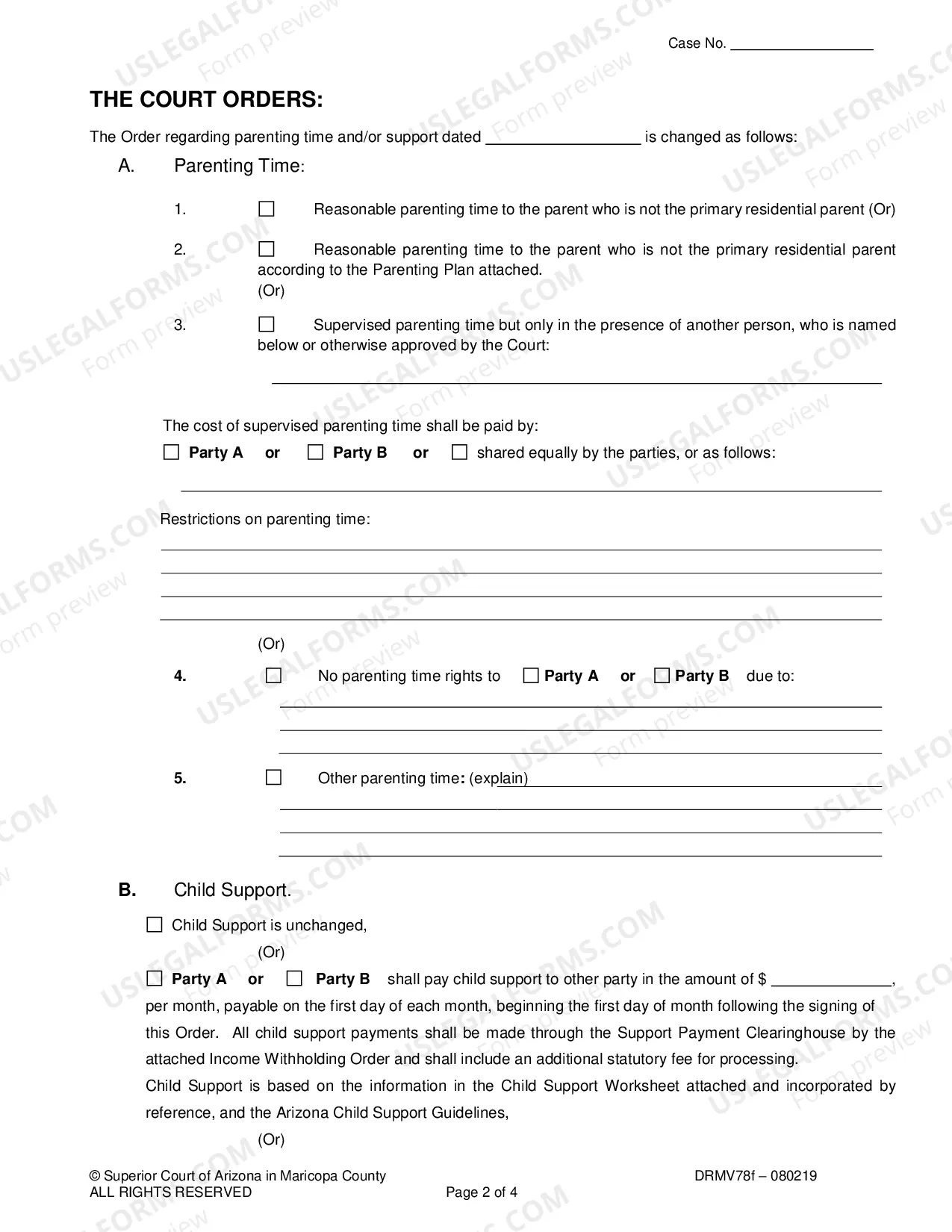 Preview Order Modifying Parenting Time And Or Child Support