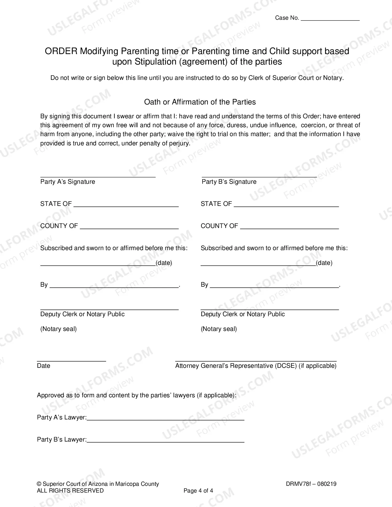 Preview Order Modifying Parenting Time And Or Child Support
