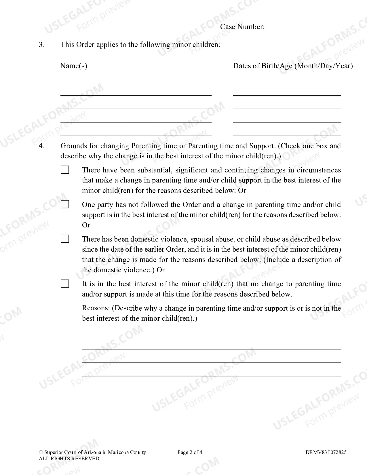 Preview Order Changing Child Visitation or Child Visitation and Support