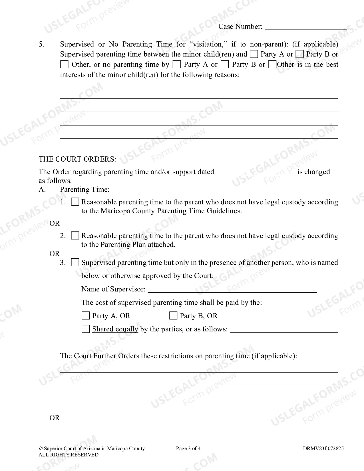 Preview Order Changing Child Visitation or Child Visitation and Support