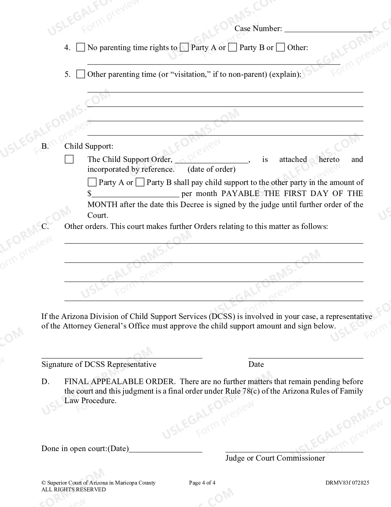 Preview Order Changing Child Visitation or Child Visitation and Support