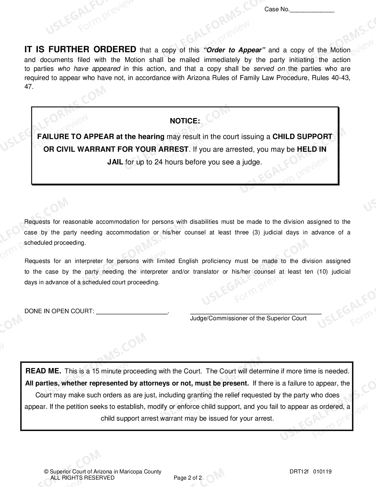Preview Order To Appear Regarding Motion For Temporary Orders