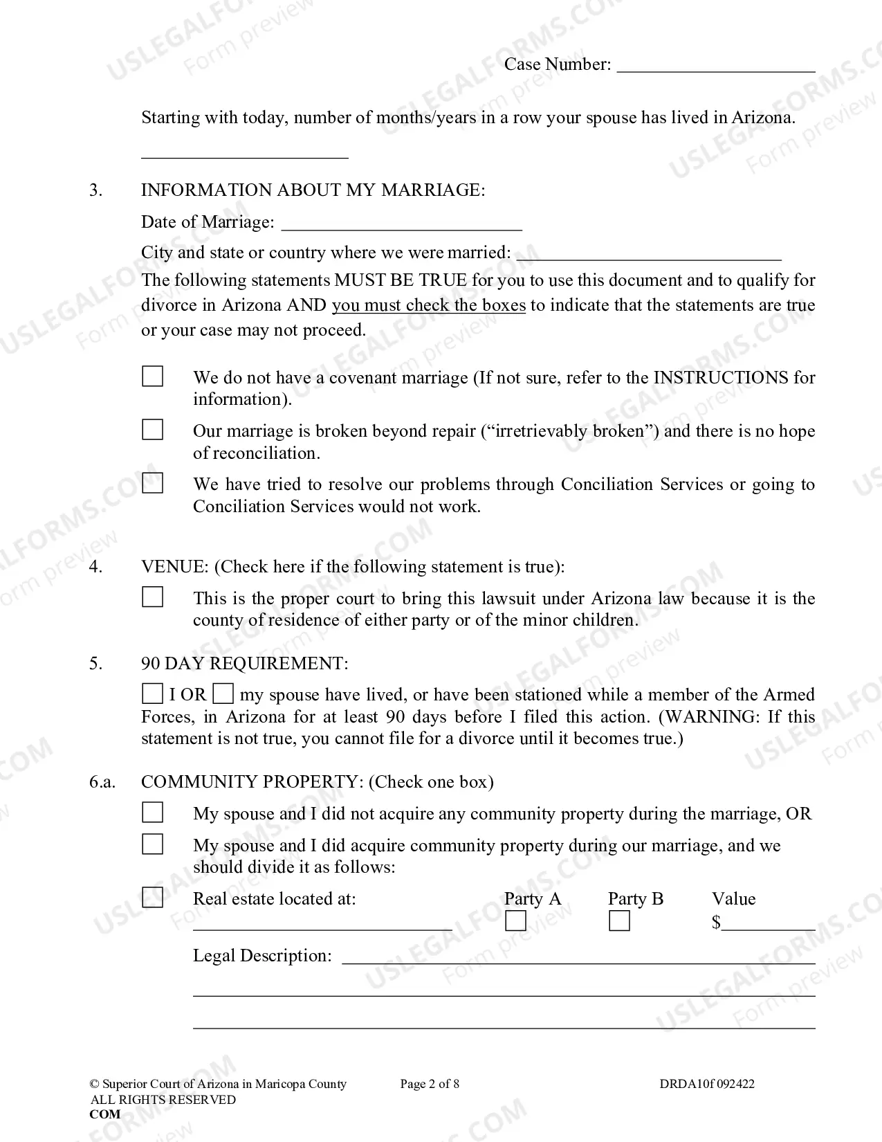Preview Petition For Dissolution Of (Non Covenant) Marriage Without Children