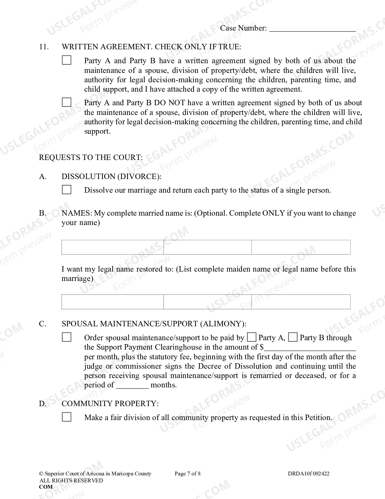 Preview Petition For Dissolution Of (Non Covenant) Marriage Without Children