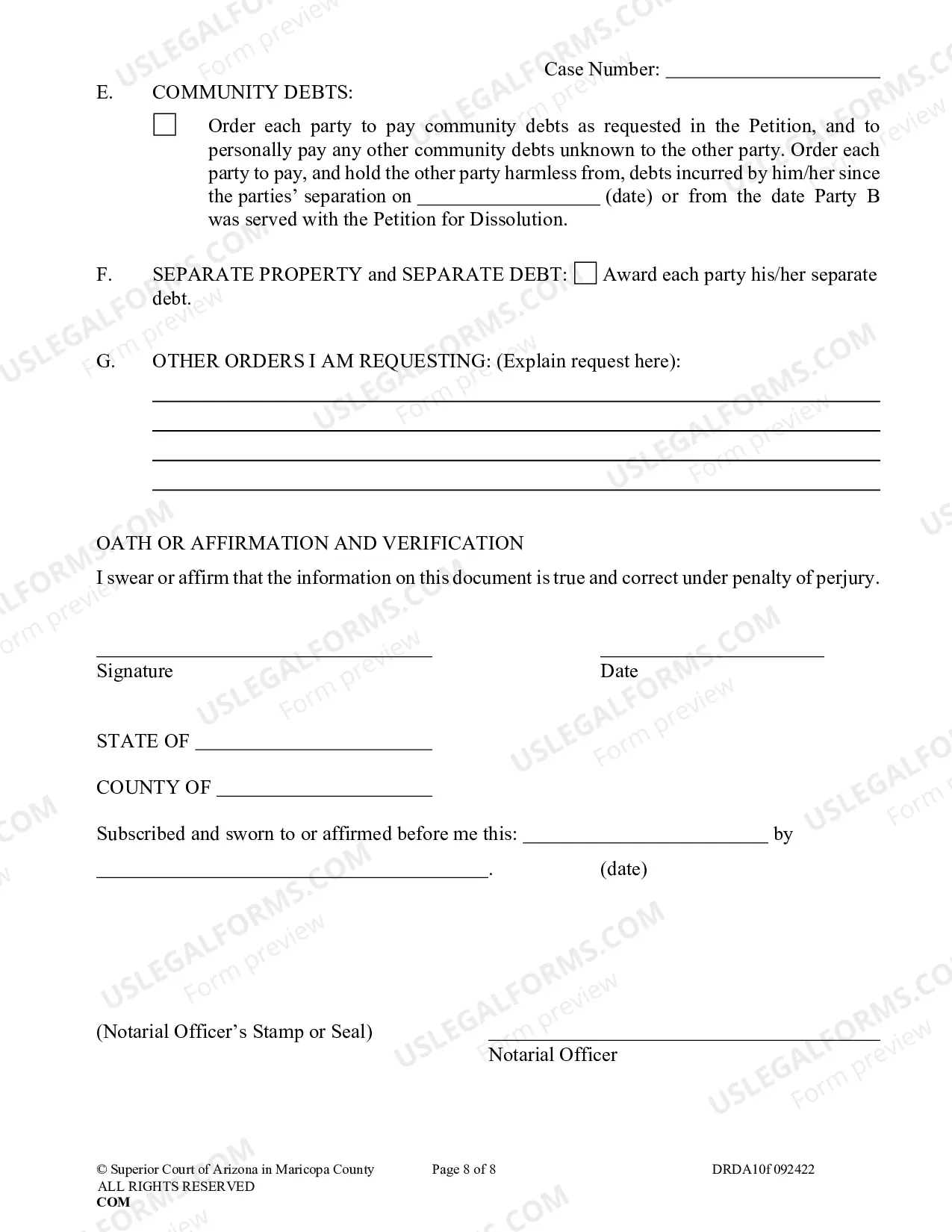 Preview Petition For Dissolution Of (Non Covenant) Marriage Without Children