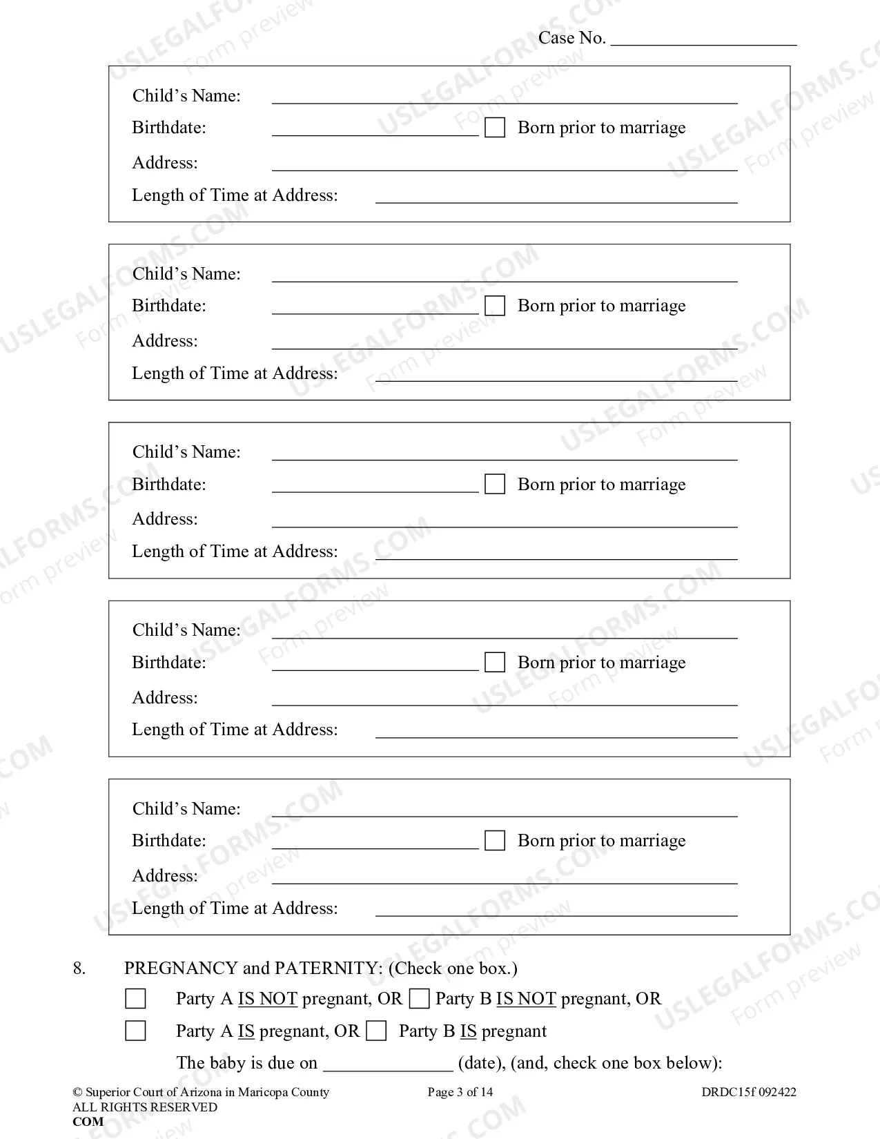 Preview Petition For Dissolution Of Non Covenant Marriage With Minor Children