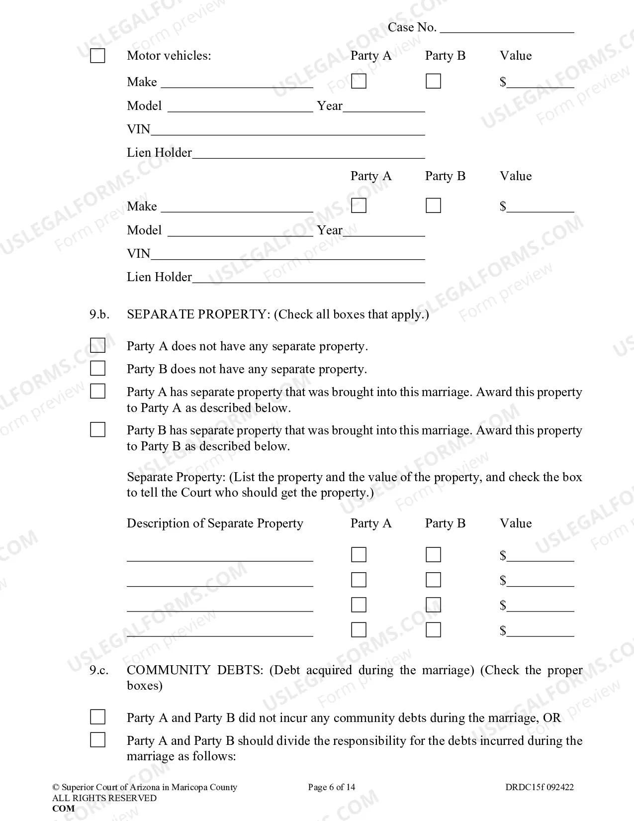 Preview Petition For Dissolution Of Non Covenant Marriage With Minor Children