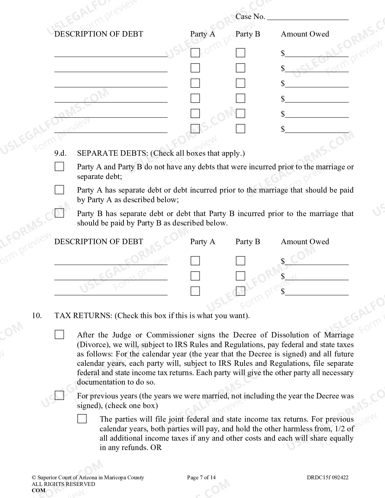 Preview Petition For Dissolution Of Non Covenant Marriage With Minor Children