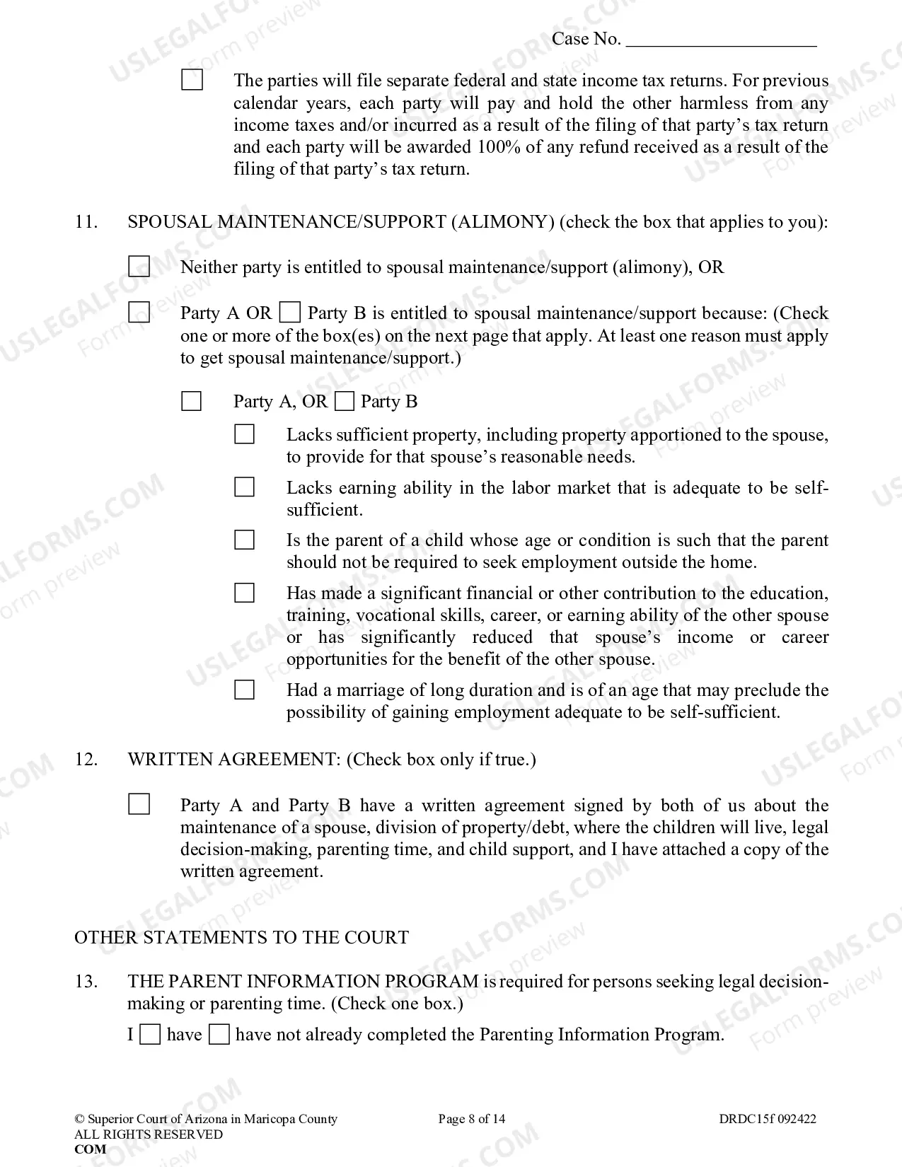 Preview Petition For Dissolution Of Non Covenant Marriage With Minor Children