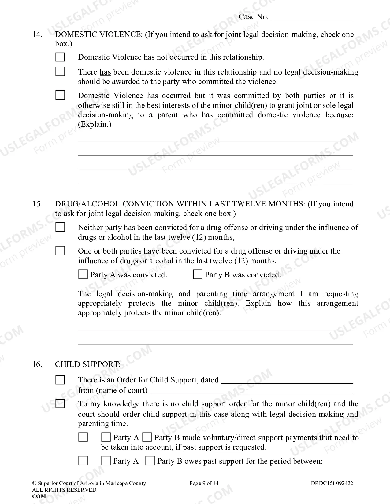Preview Petition For Dissolution Of Non Covenant Marriage With Minor Children