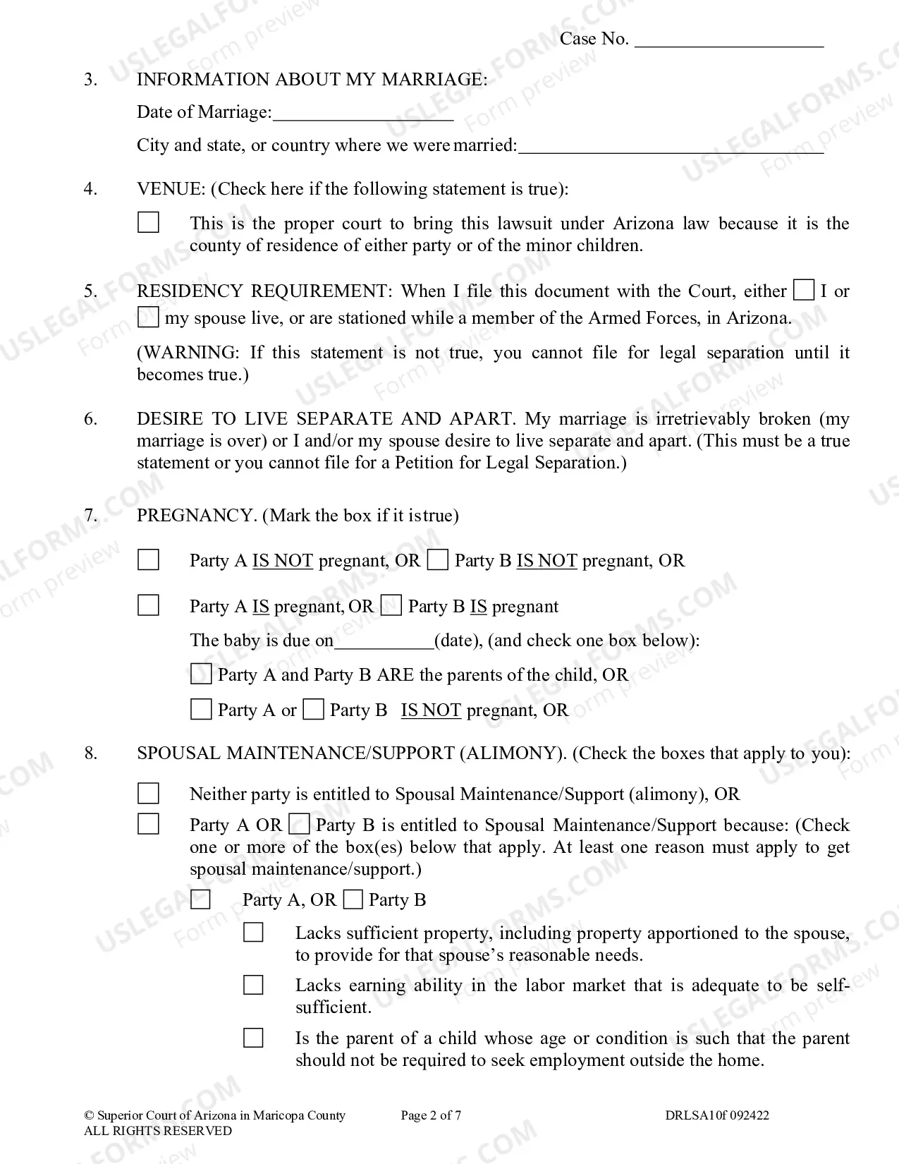 Preview Petition For Legal Separation Without Children