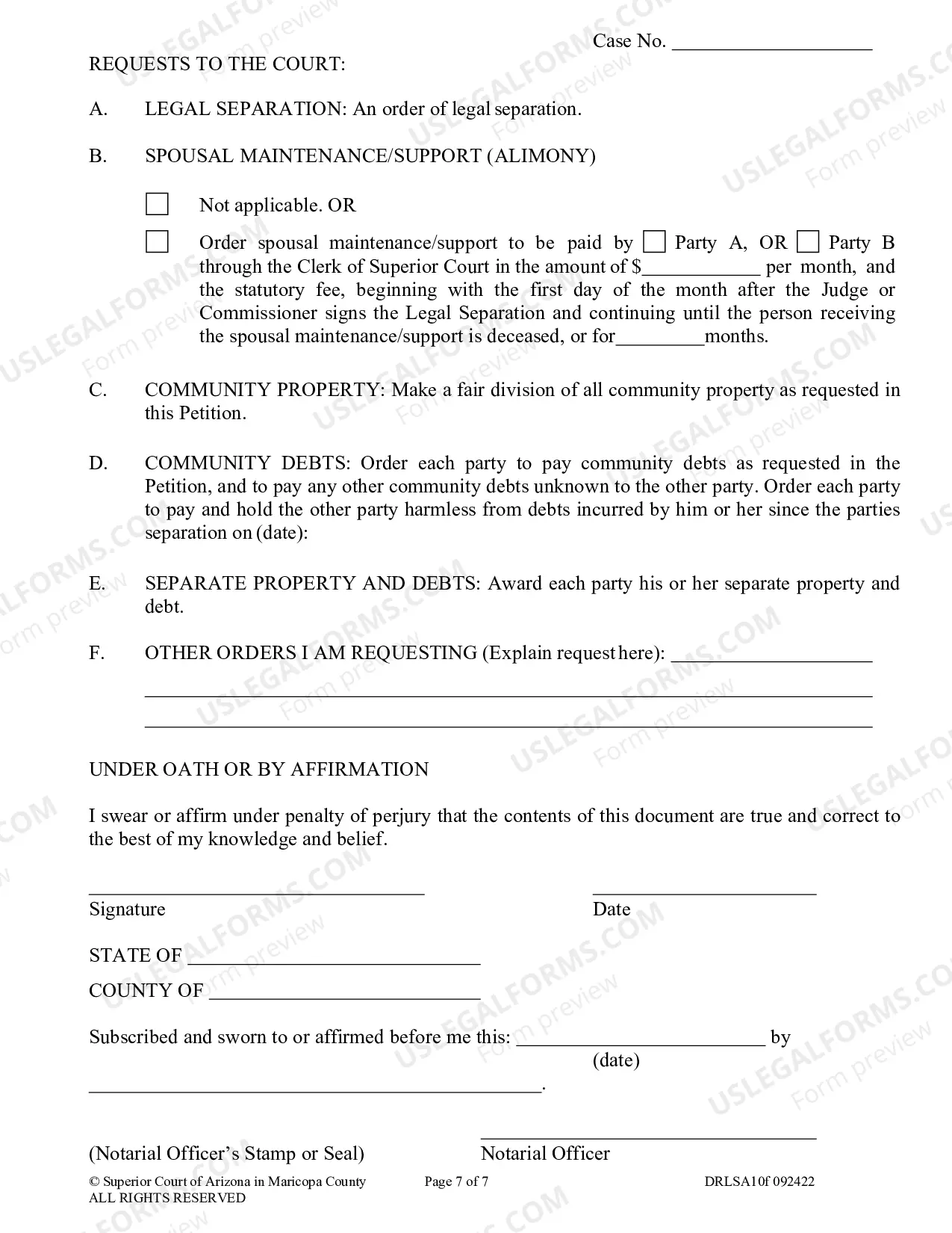 Preview Petition For Legal Separation Without Children