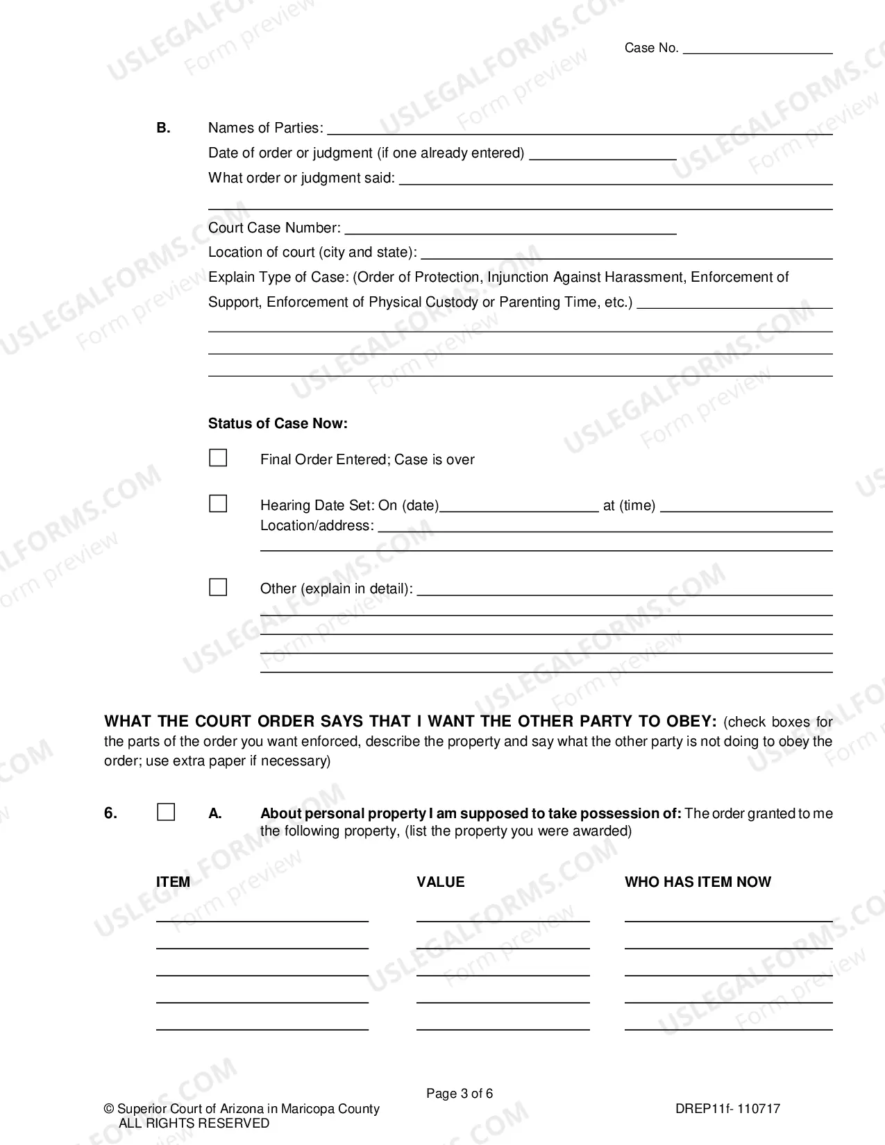 Preview Petition To Enforce Court Order About Division of Property