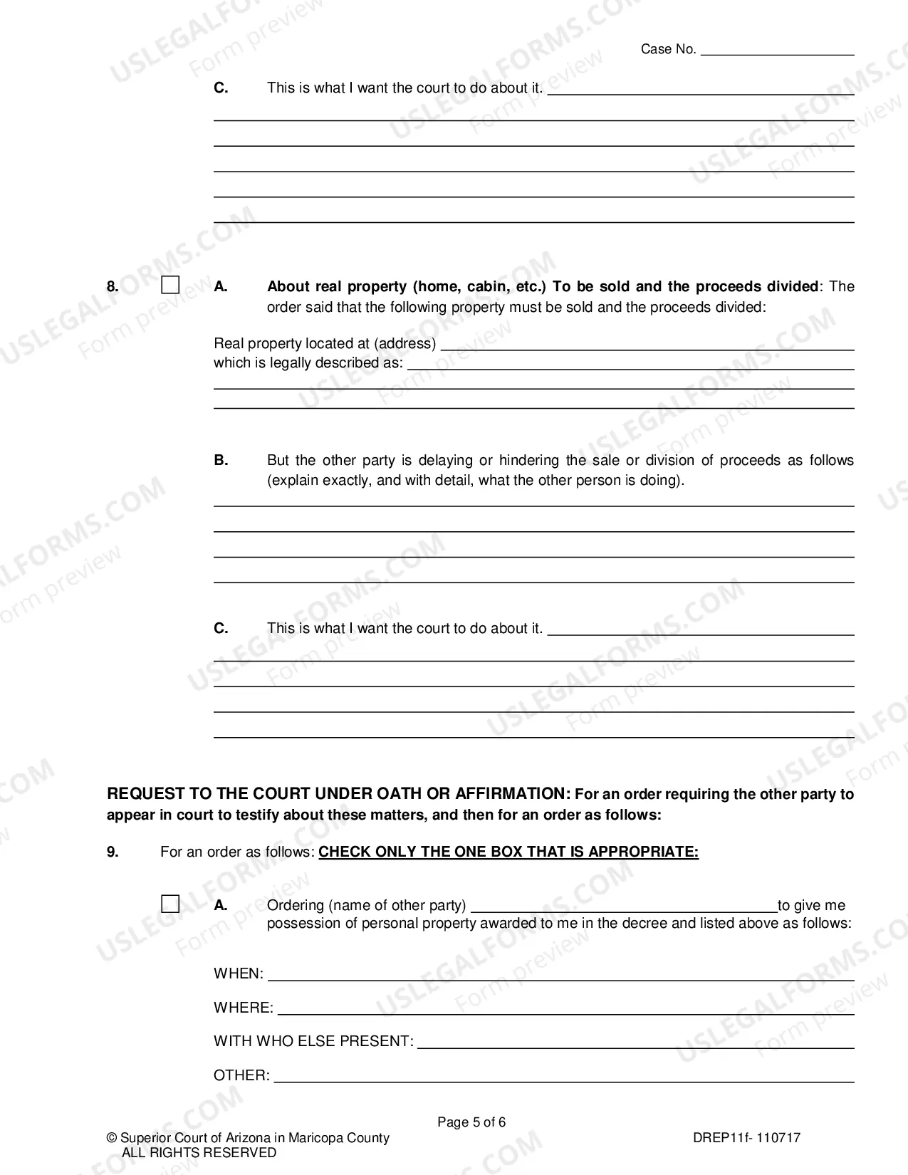 Preview Petition To Enforce Court Order About Division of Property