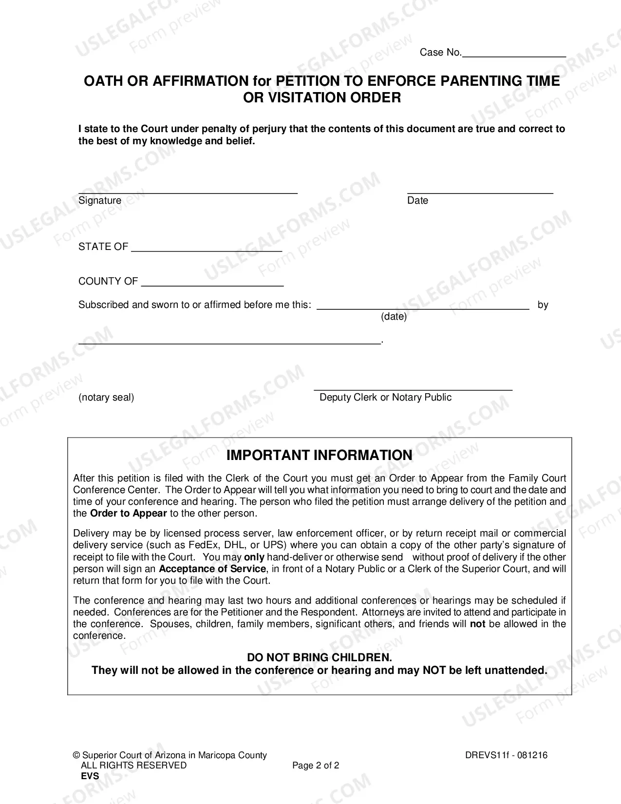 Preview Petition To Enforce Parenting Time Or Visitation (Expedited Process)