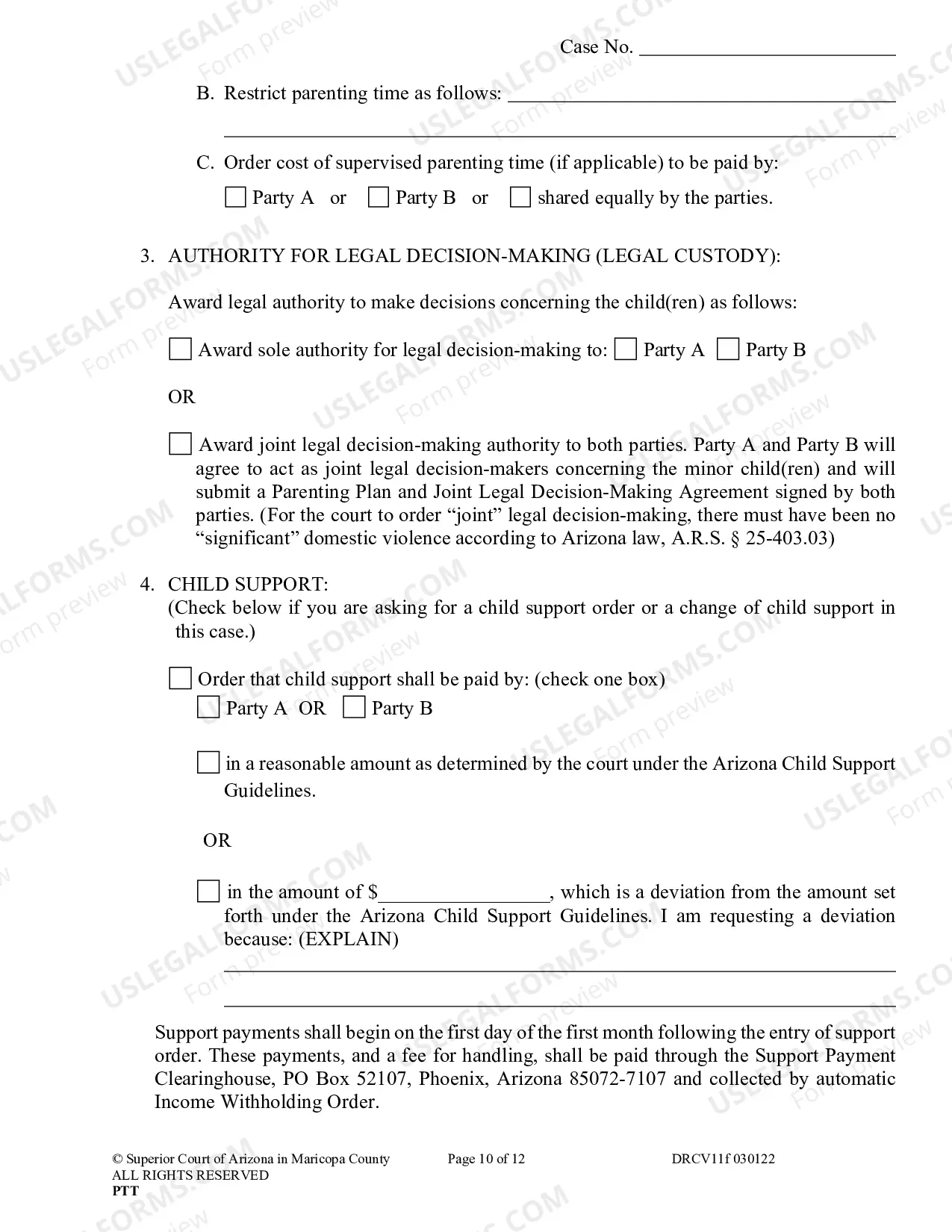 Preview Petition To Establish Child Custody Parenting Time And Child Support