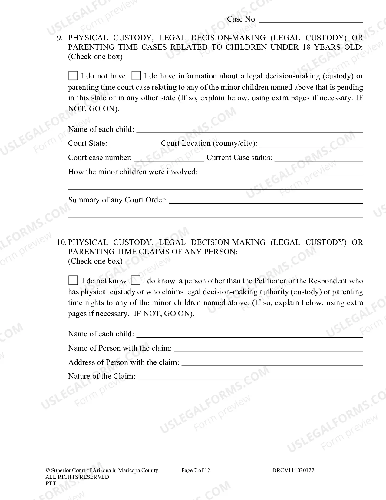 Preview Petition To Establish Child Custody Parenting Time And Child Support