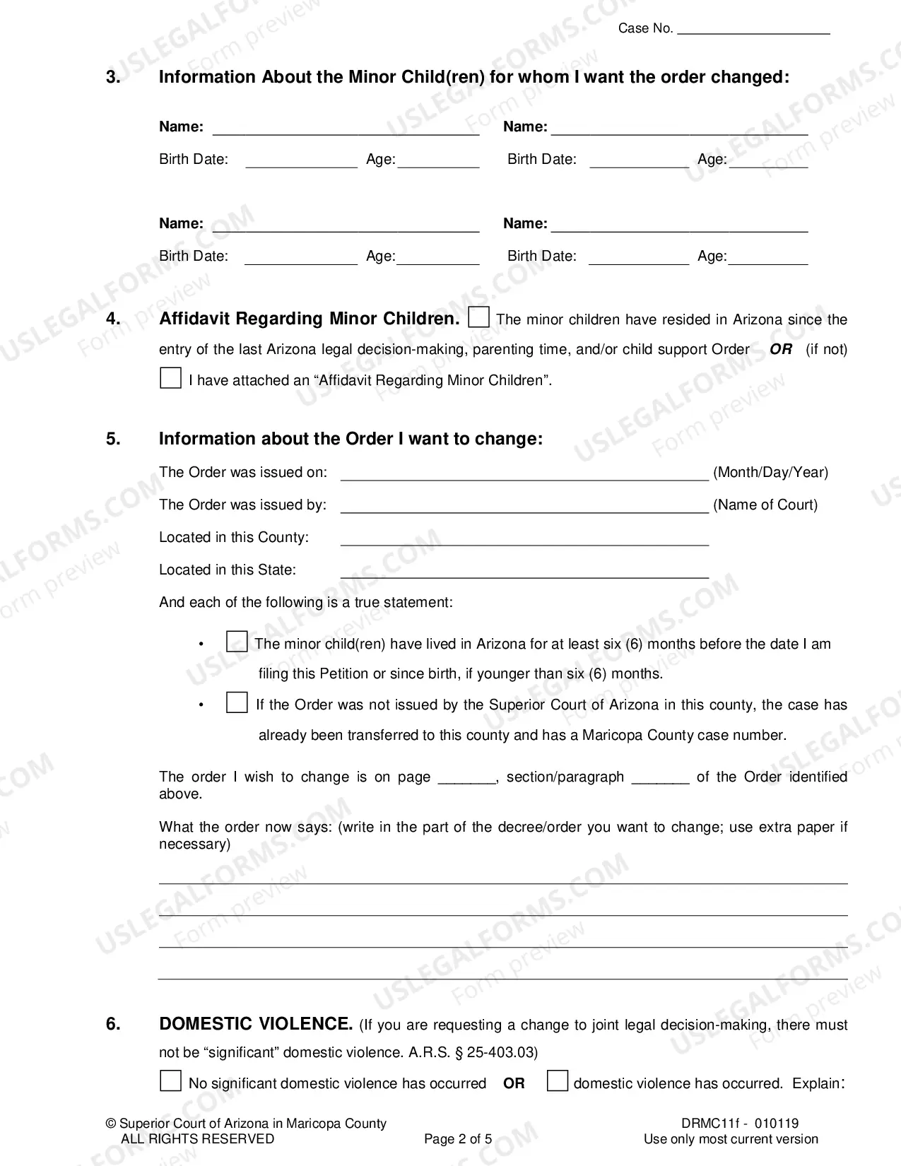 Preview Petition To Modify Legal Decision Making Custody Parenting Time And Child Support