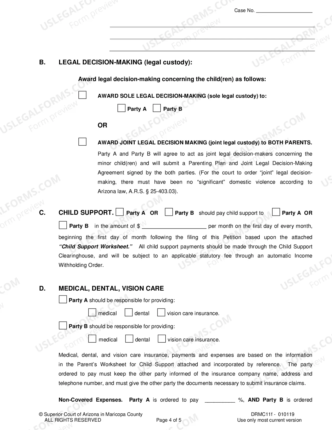Preview Petition To Modify Legal Decision Making Custody Parenting Time And Child Support