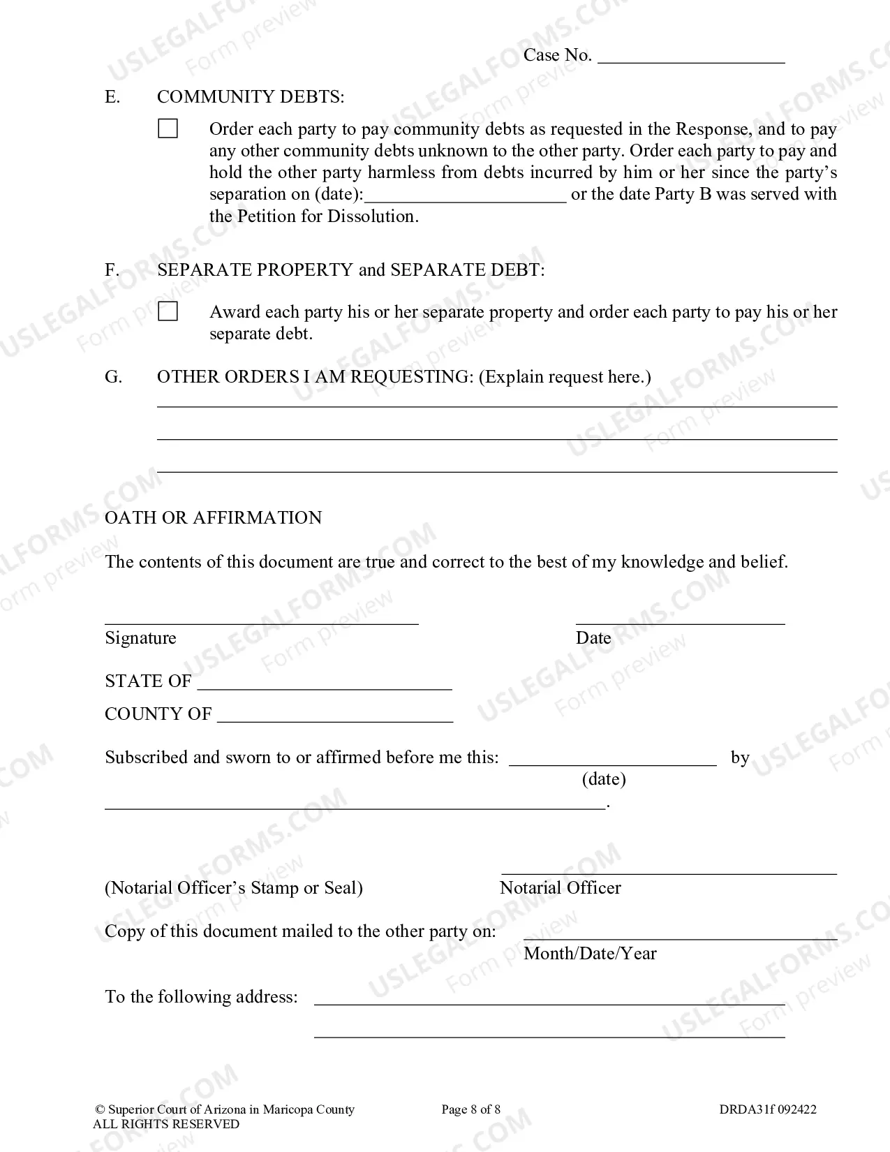 Preview Response To Petition For Dissolution Of Marriage Without Children