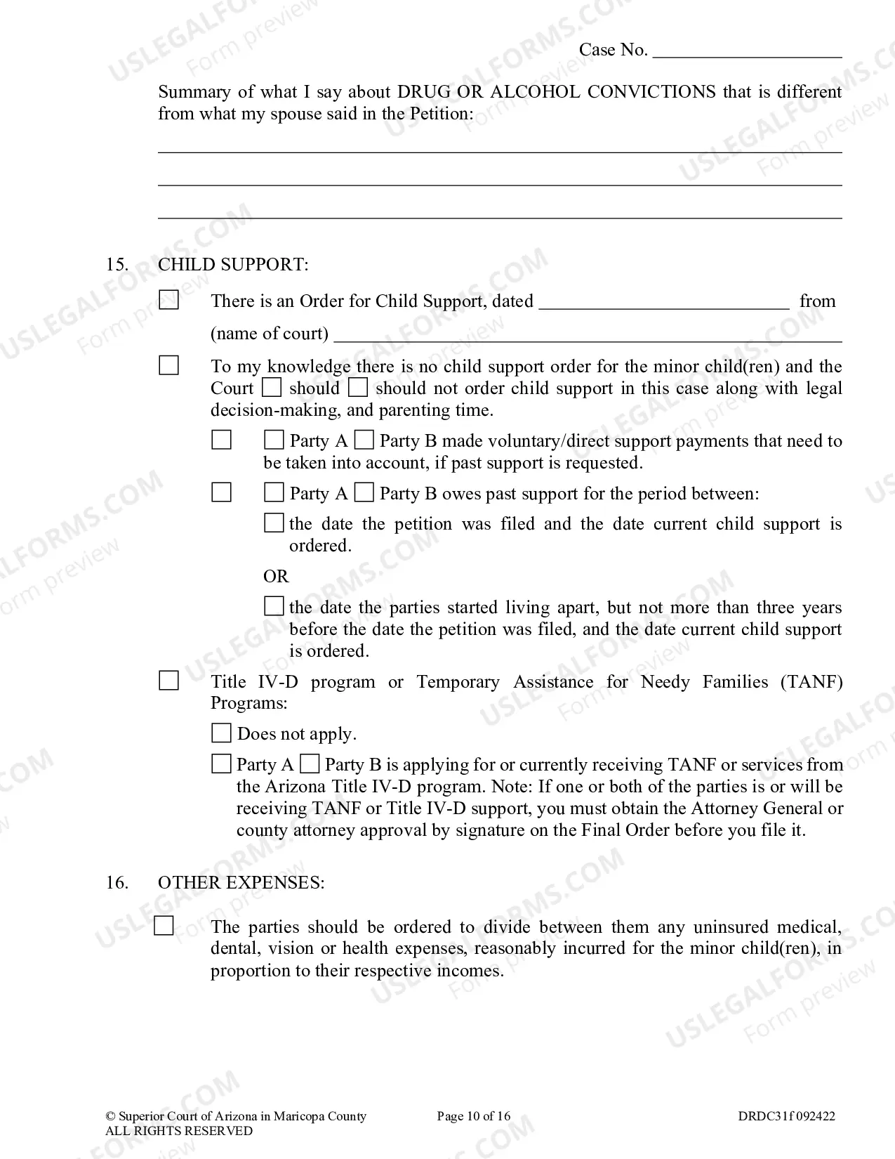 Preview Response To Petition For Dissolution Of Non Covenant Marriage With Children