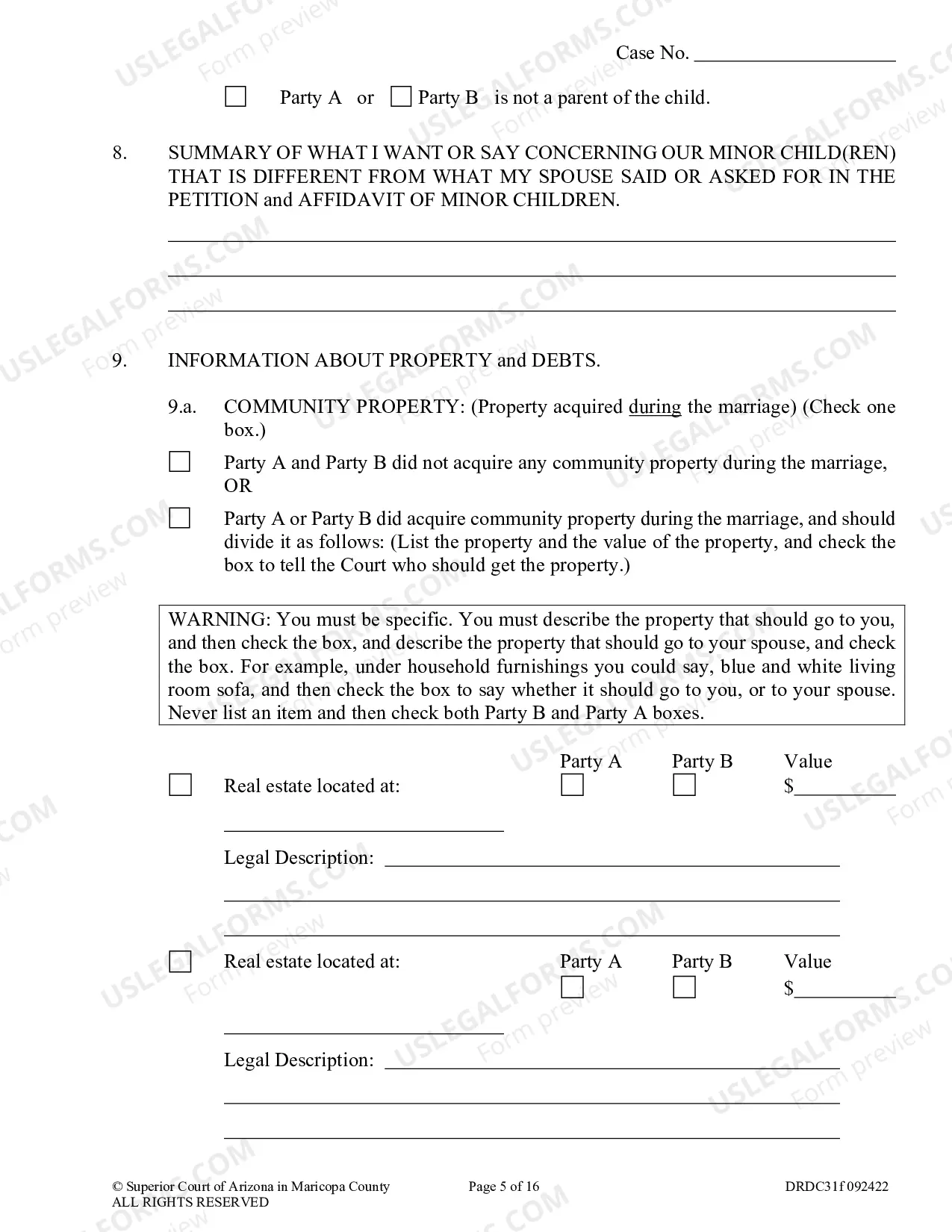 Preview Response To Petition For Dissolution Of Non Covenant Marriage With Children