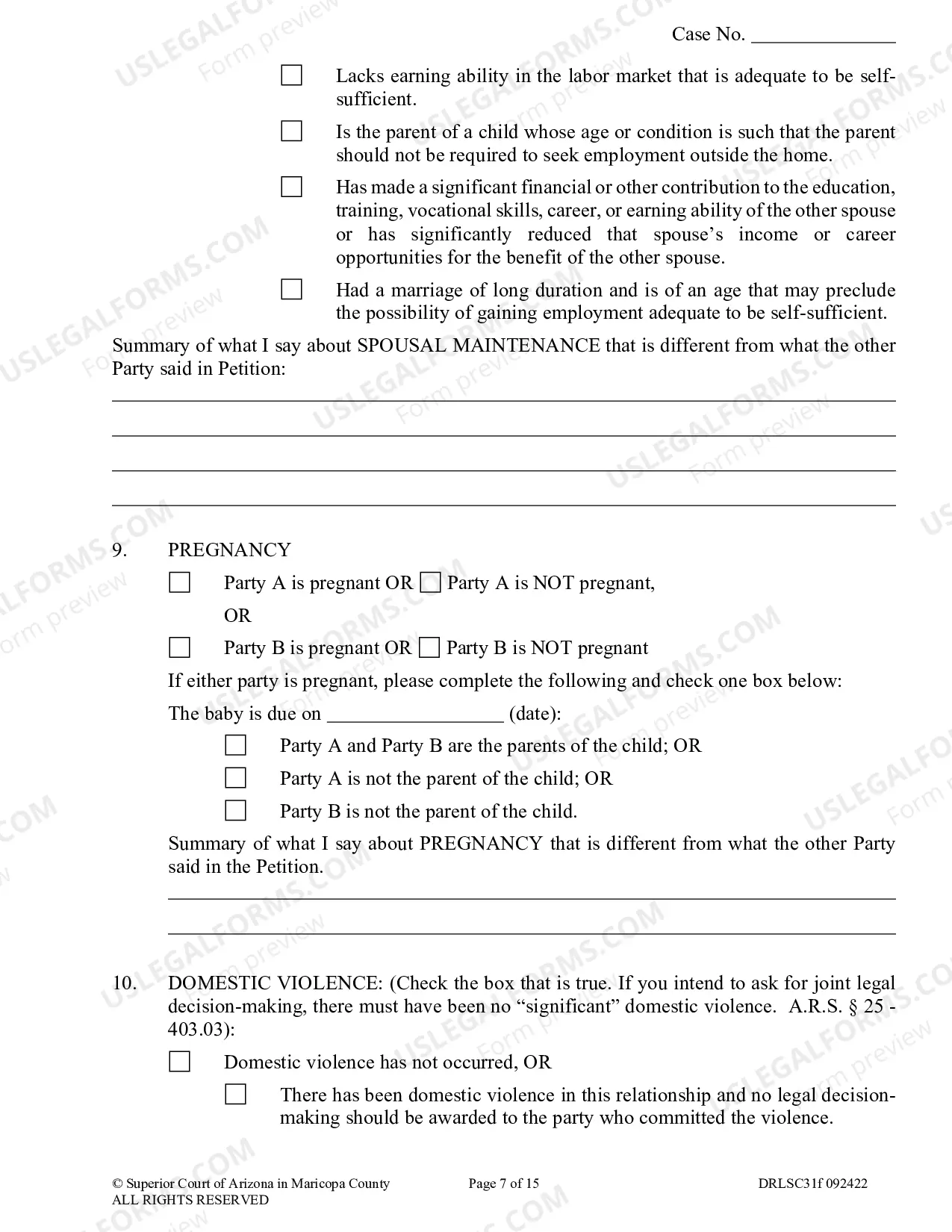 Preview Response to Petition for Legal Separation With Minor Children