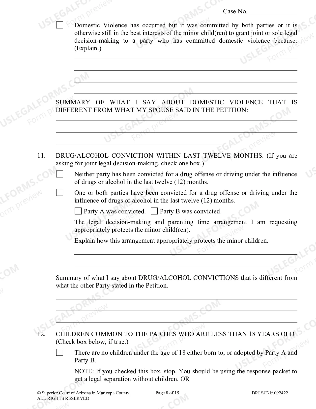 Preview Response to Petition for Legal Separation With Minor Children