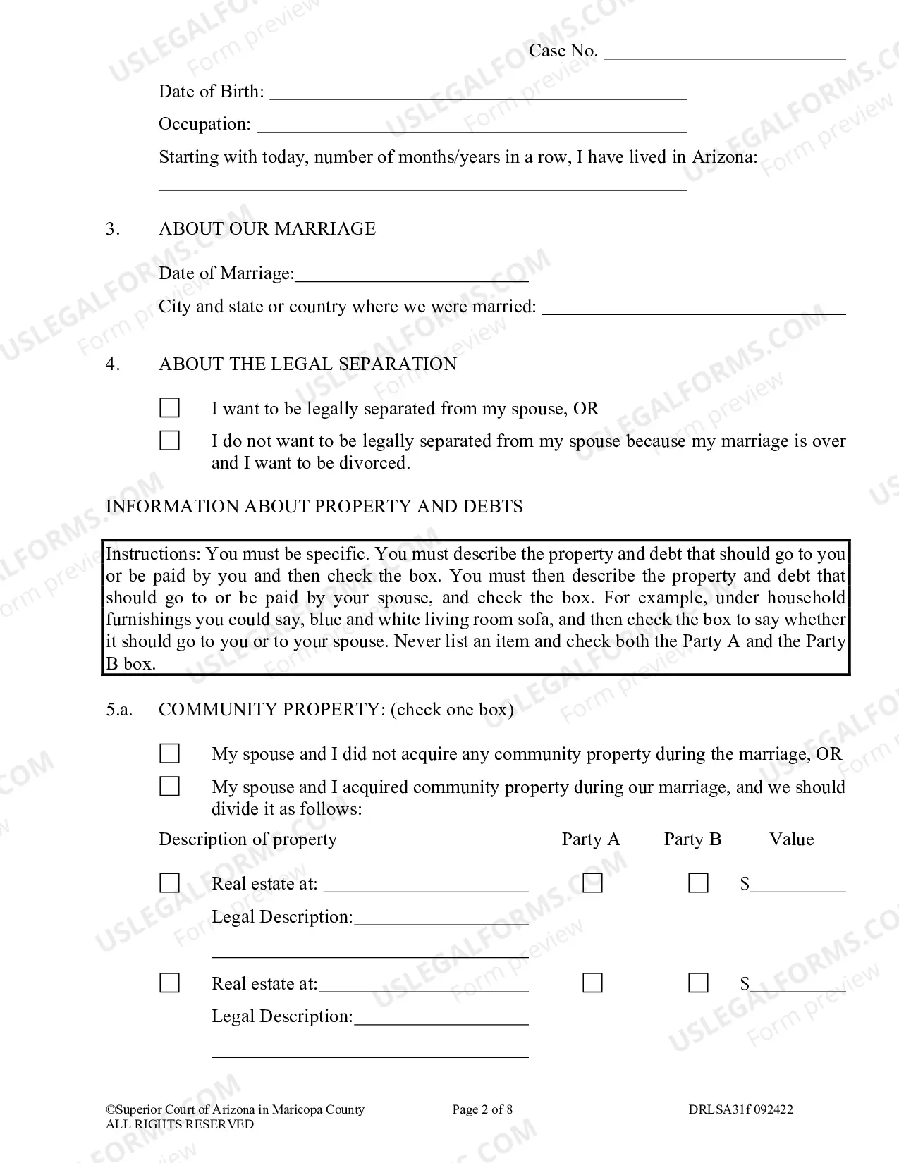 Preview Response To Petition For Legal Separation Without Minor Children
