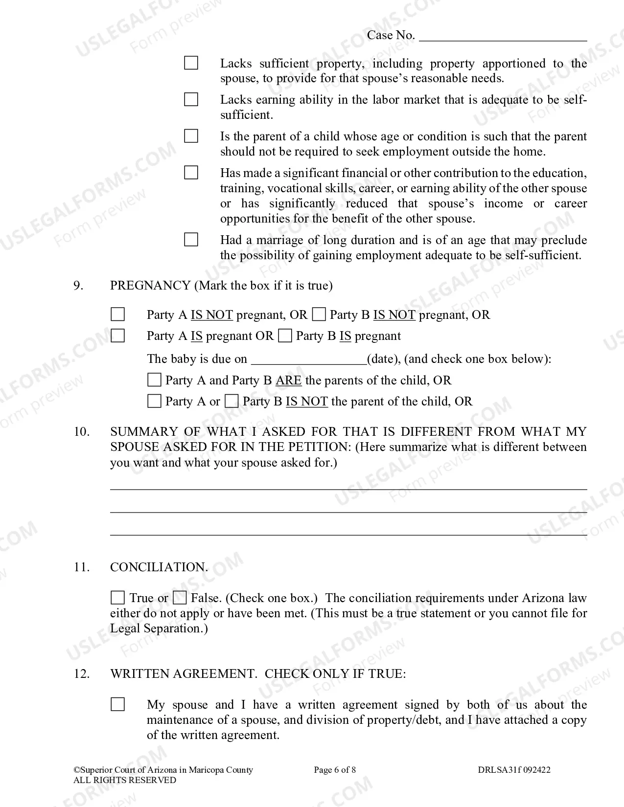 Preview Response To Petition For Legal Separation Without Minor Children