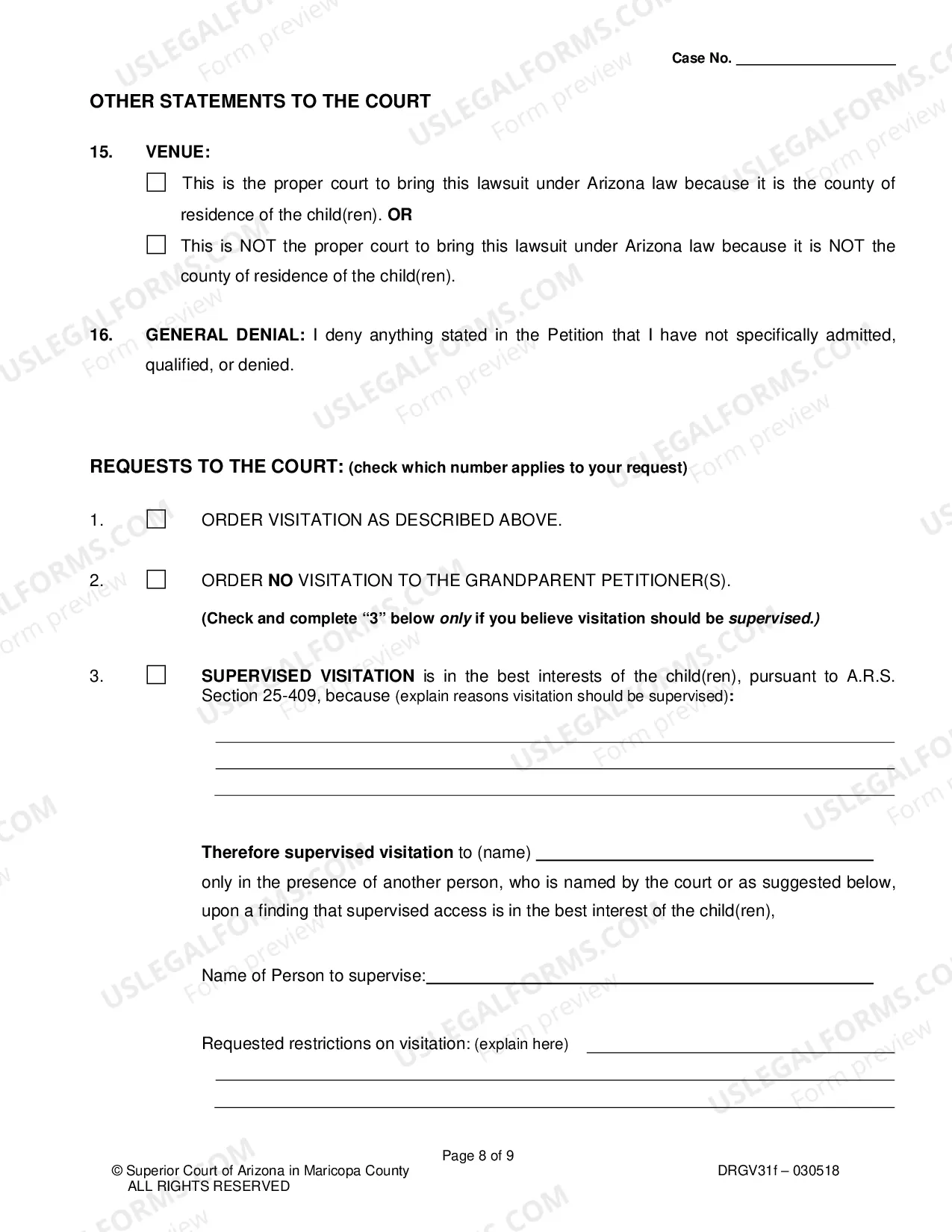 Preview Response To Petition For Order For Grandparent Visitation
