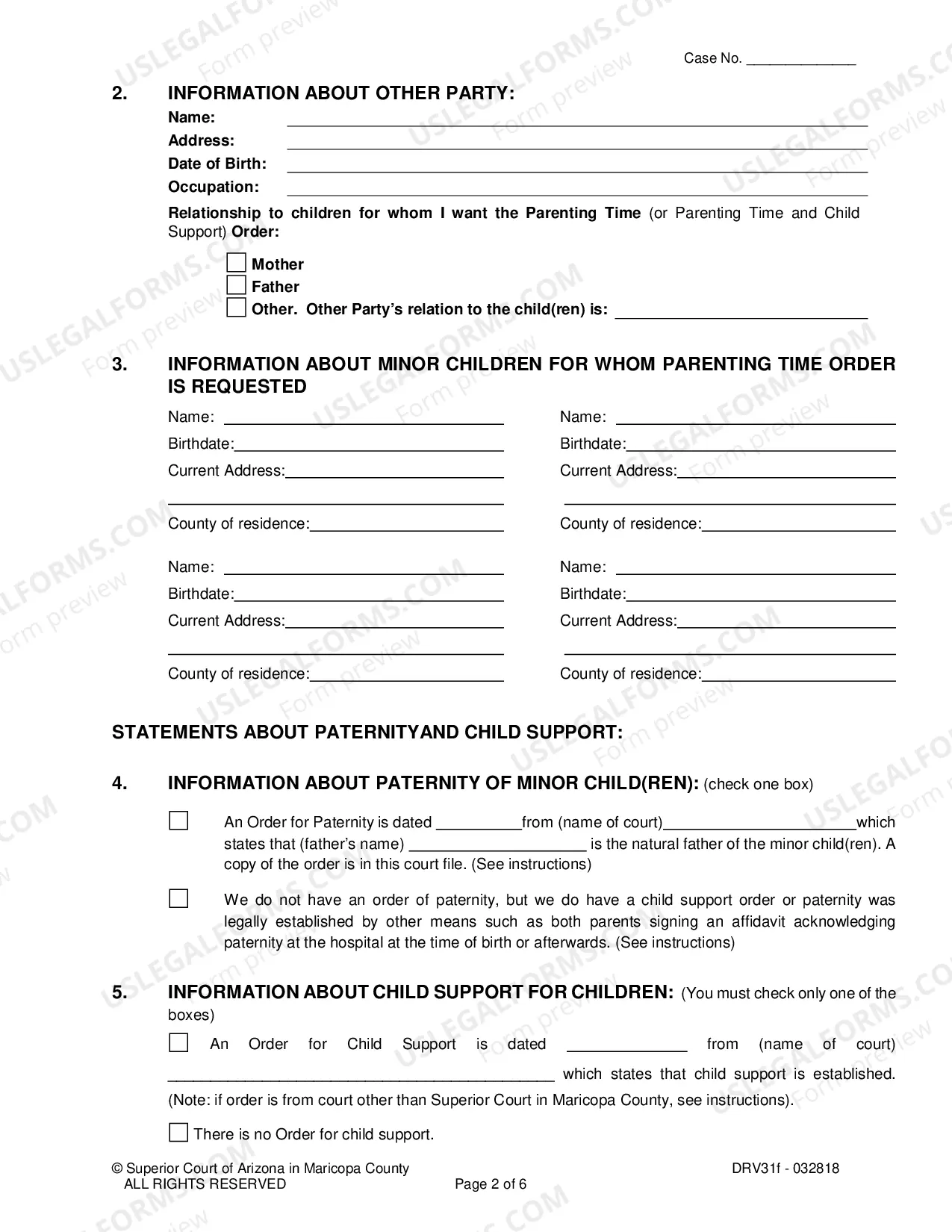 Preview Response To Petition To Establish First Court Order For Parenting Time