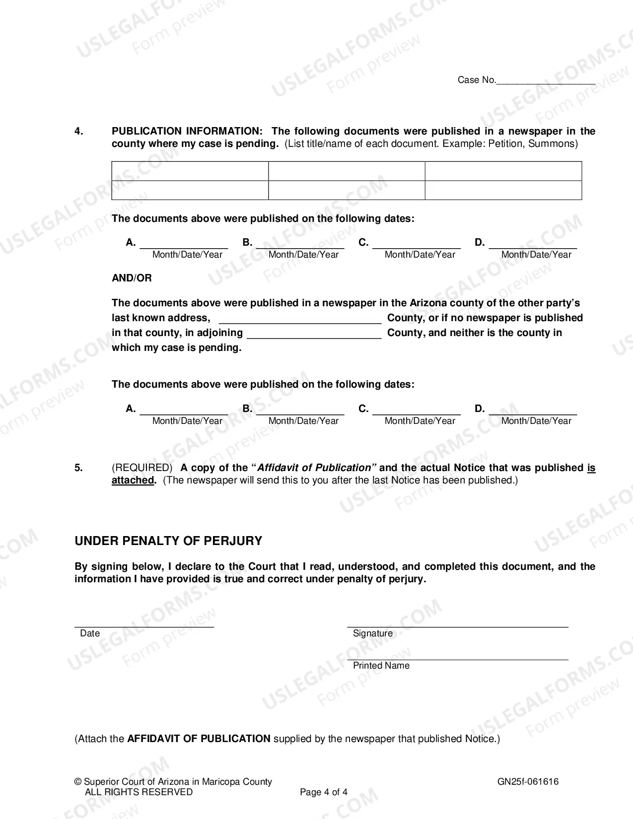 Preview Affidavit Supporting Publication