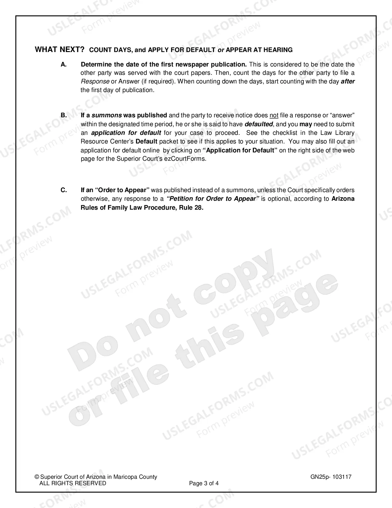 Preview Instructions on How to Serve the Other Party by Publication