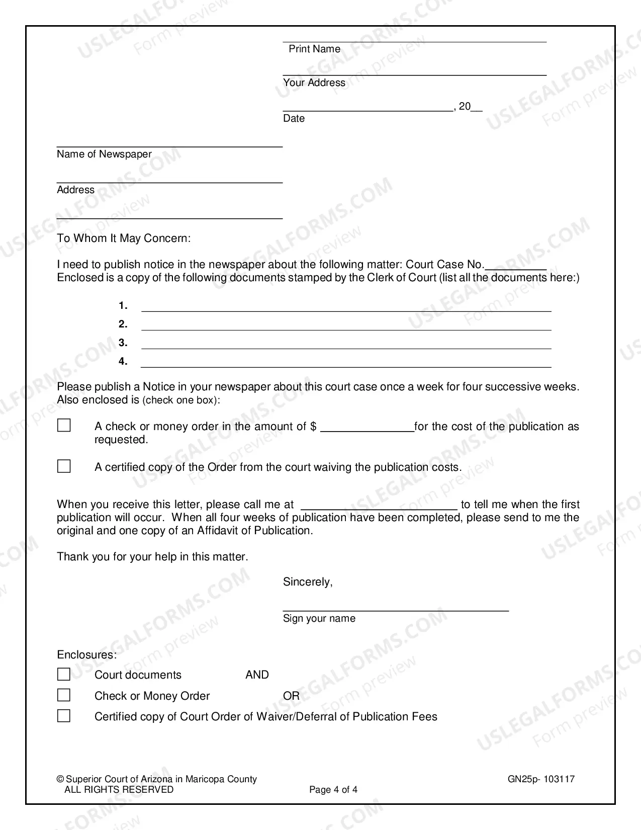 Preview Instructions on How to Serve the Other Party by Publication