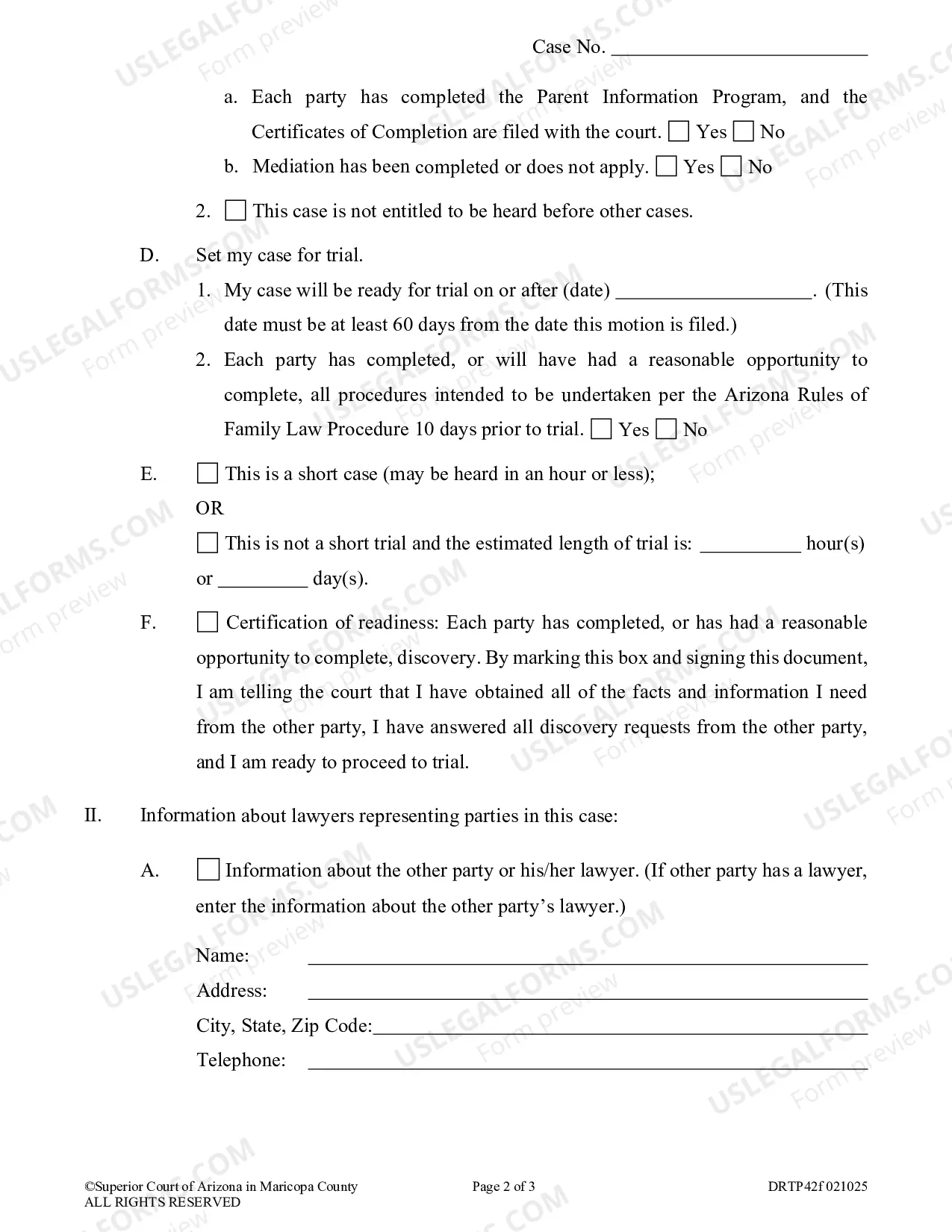 Preview Motion to Set Trial Date and Certificate of Readiness