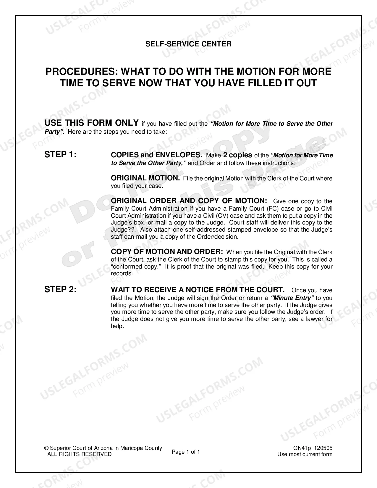 Preview Order for More Time to Serve the Other Party