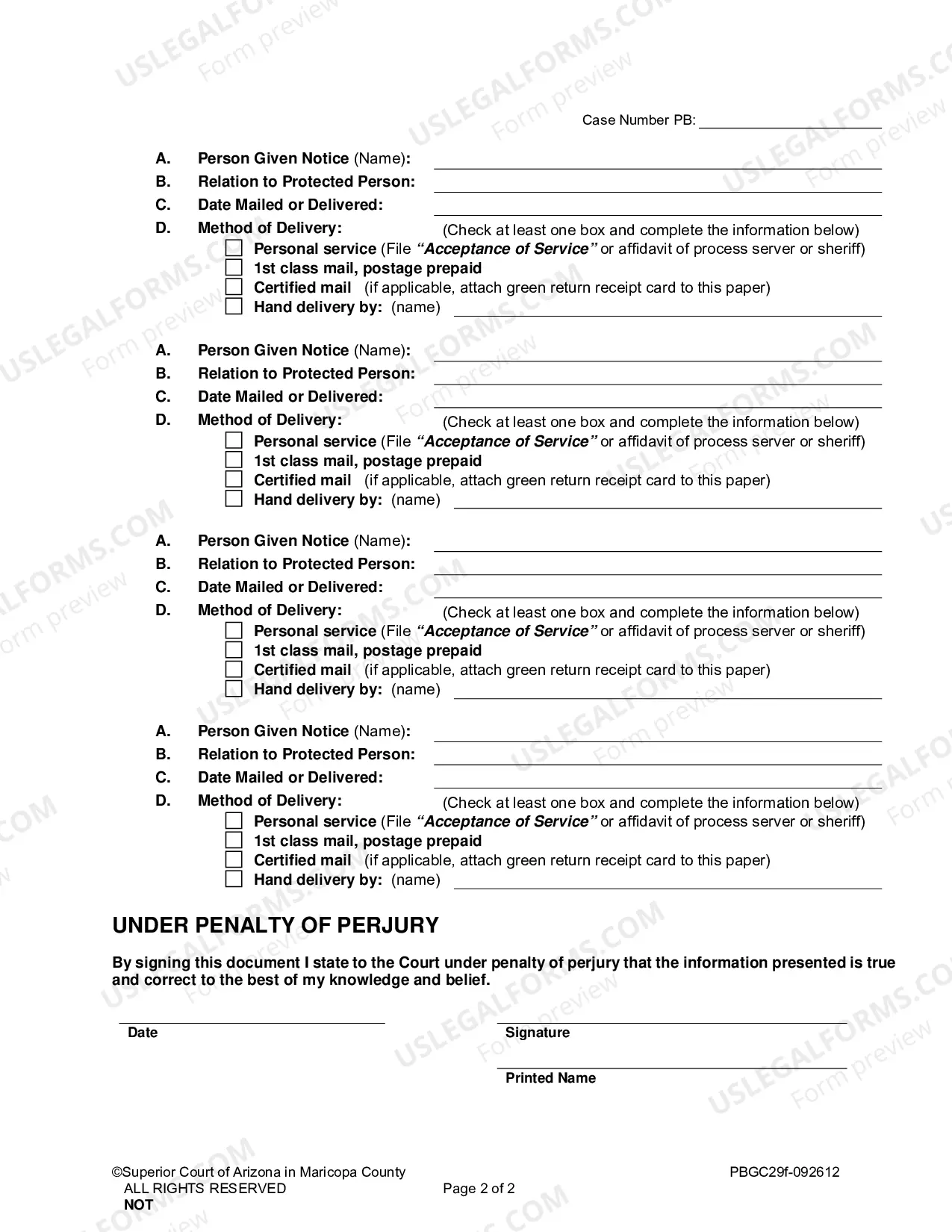 Preview Declaration Of Notice Provided Regarding A Matter Of Guardianship And Or Conservatorship