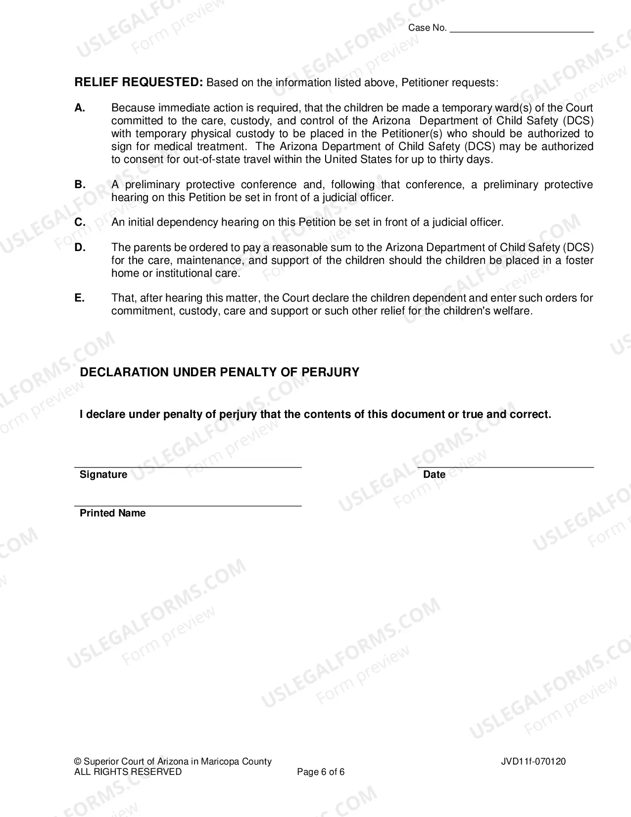 Preview Dependency Petition