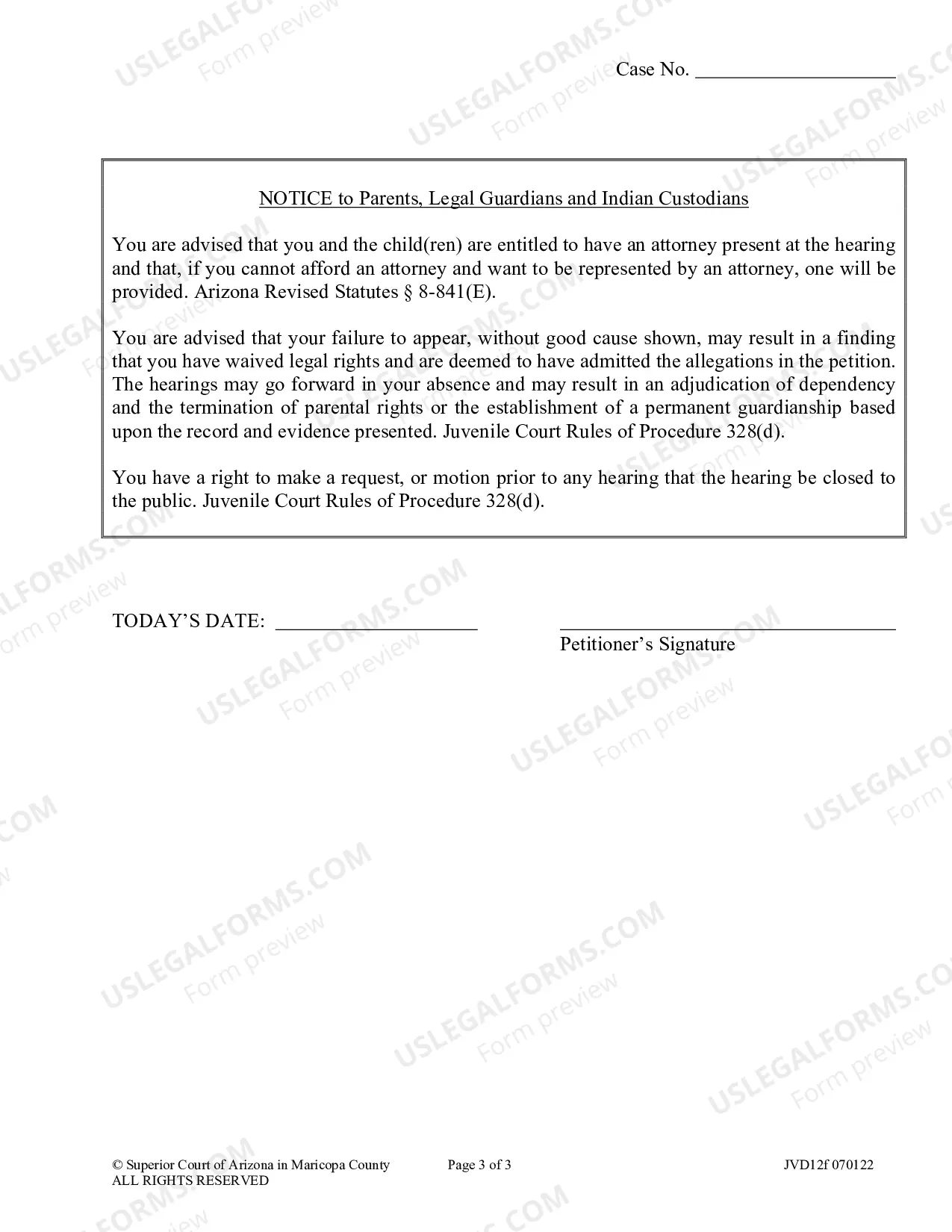 Preview Notice of Initial Dependency Hearing