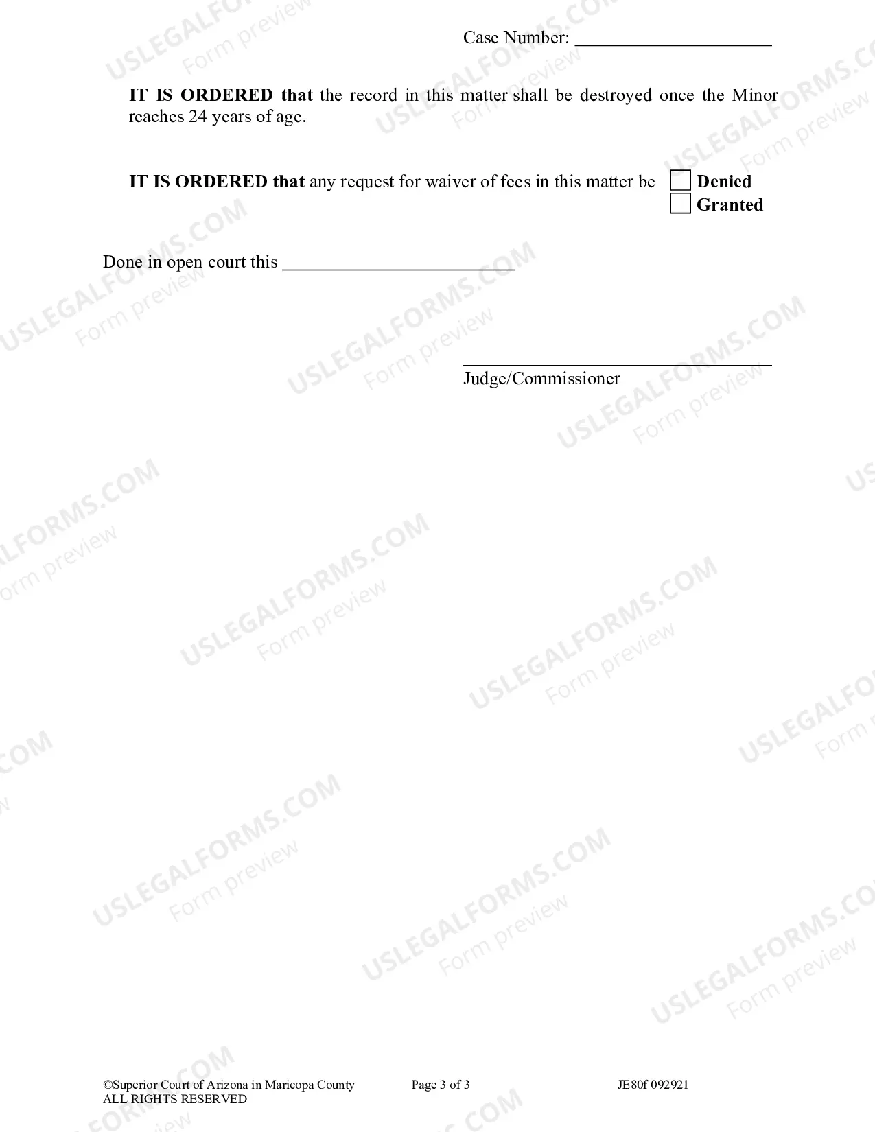 Preview Order For Emancipation Of A Minor