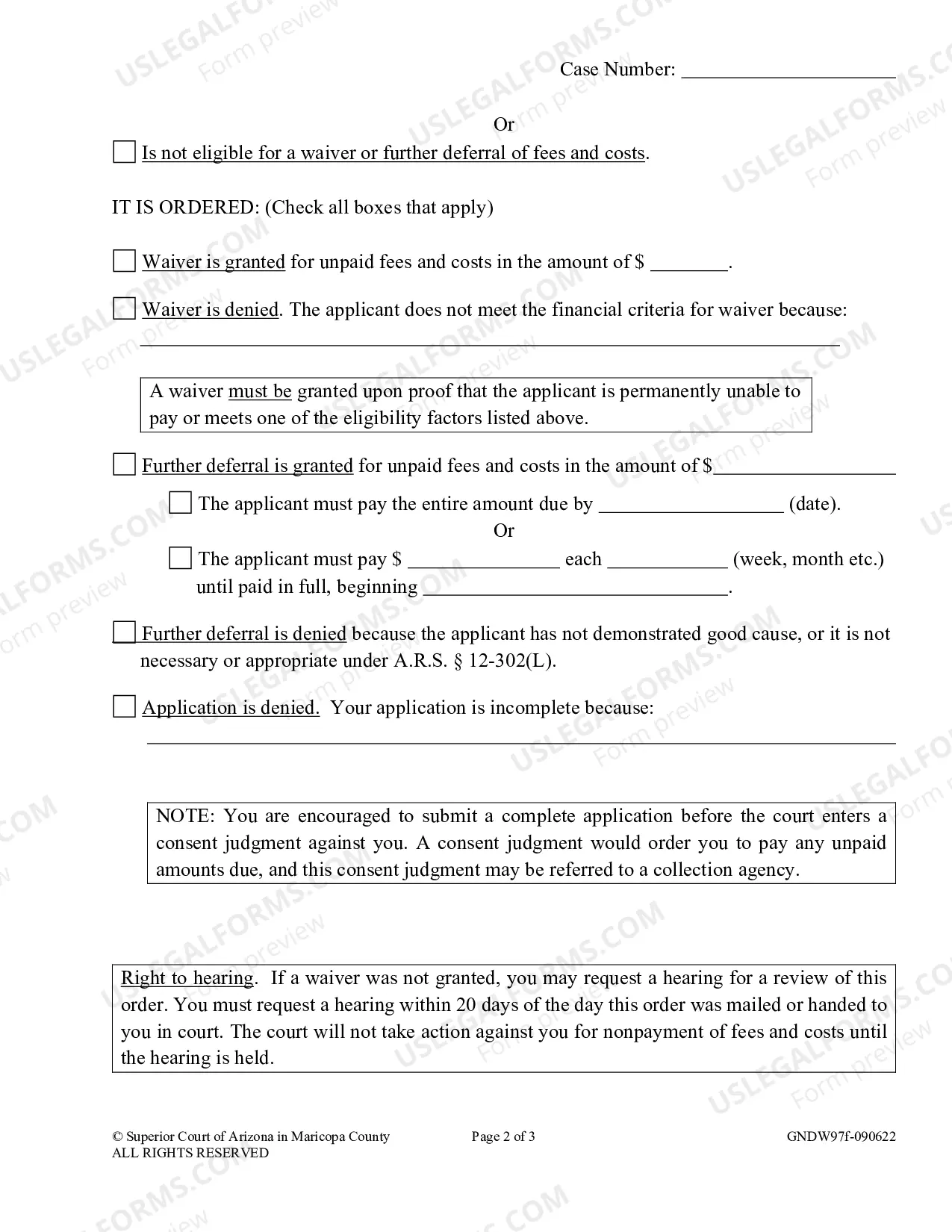 Preview Order on Supplemental Application
