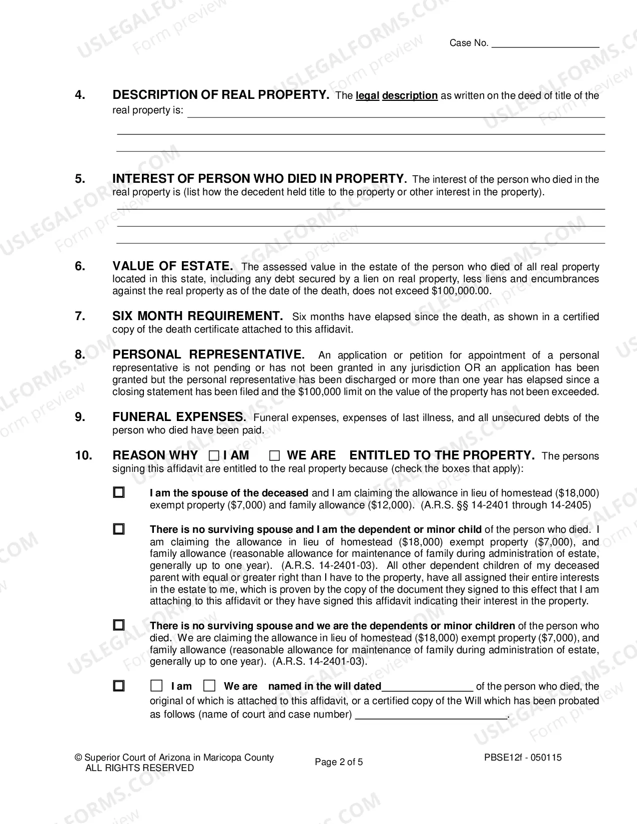 Preview Affidavit for Transfer of Real Property Title
