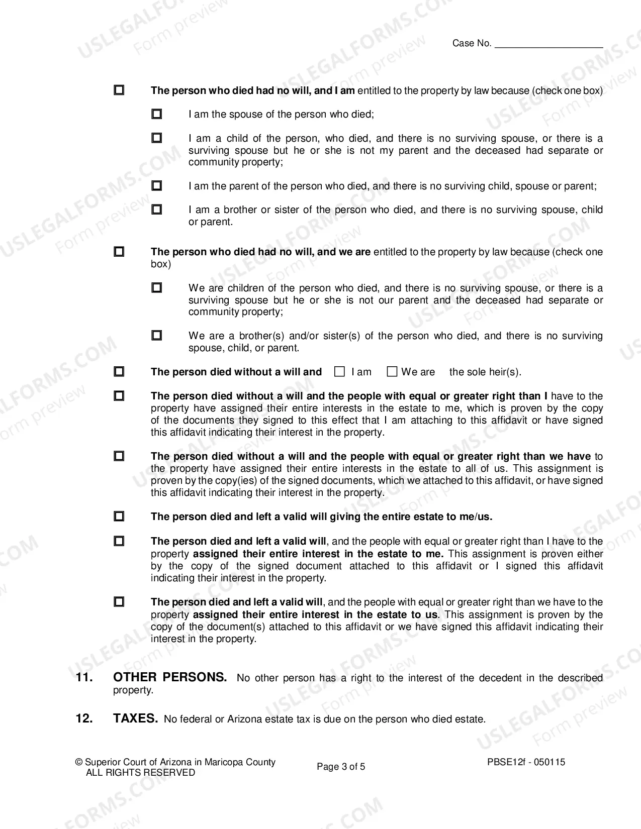 Preview Affidavit for Transfer of Real Property Title