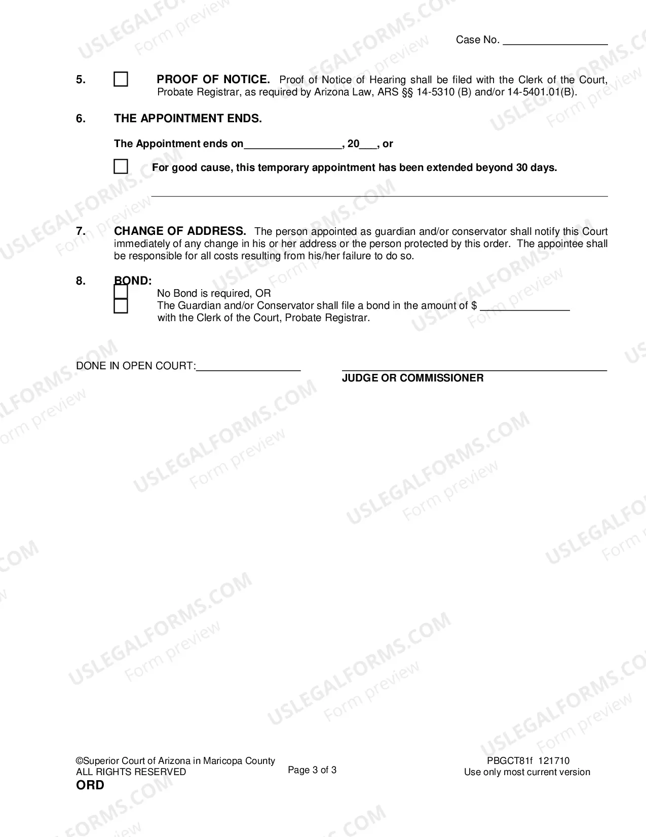 Preview Temporary Orders for Guardian, Conservator or Guardian and Conservator
