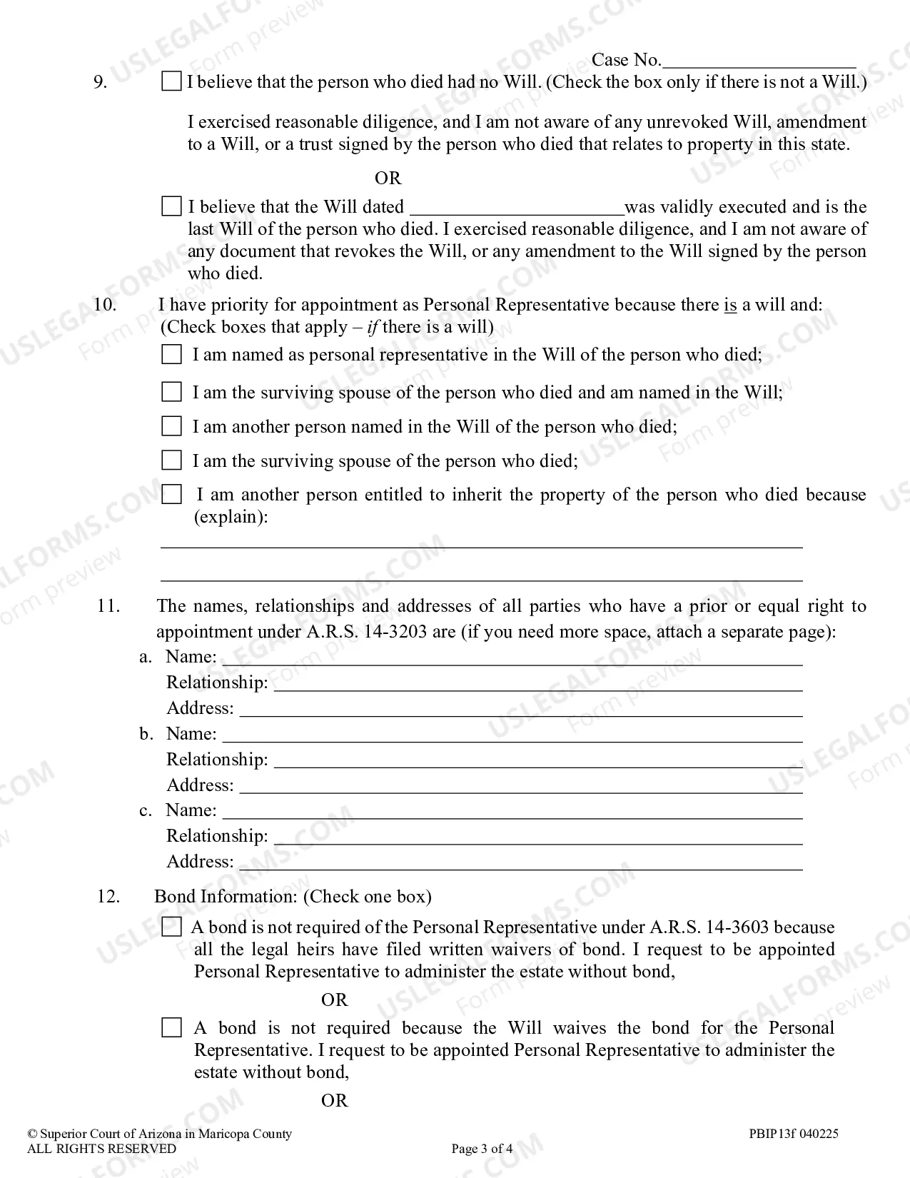 Preview Application for Informal Appointment of Personal Representative