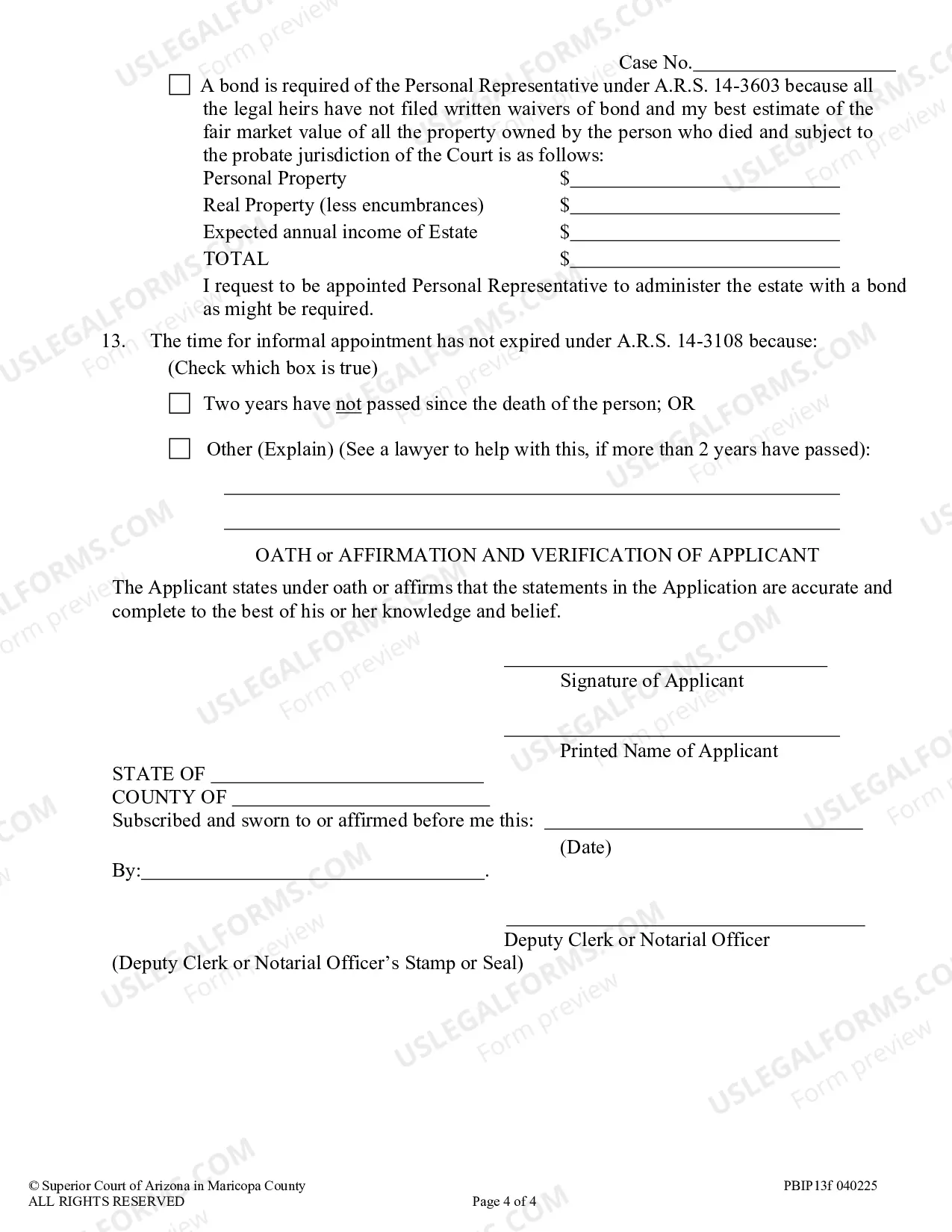 Preview Application for Informal Appointment of Personal Representative